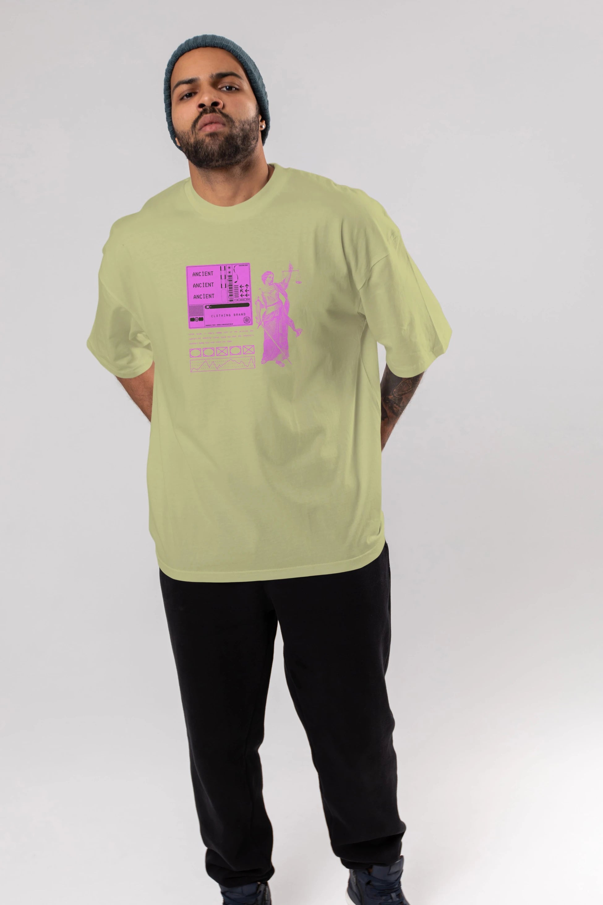 Ancient Streetwear Ön Baskılı Oversize t-shirt Erkek Kadın Unisex