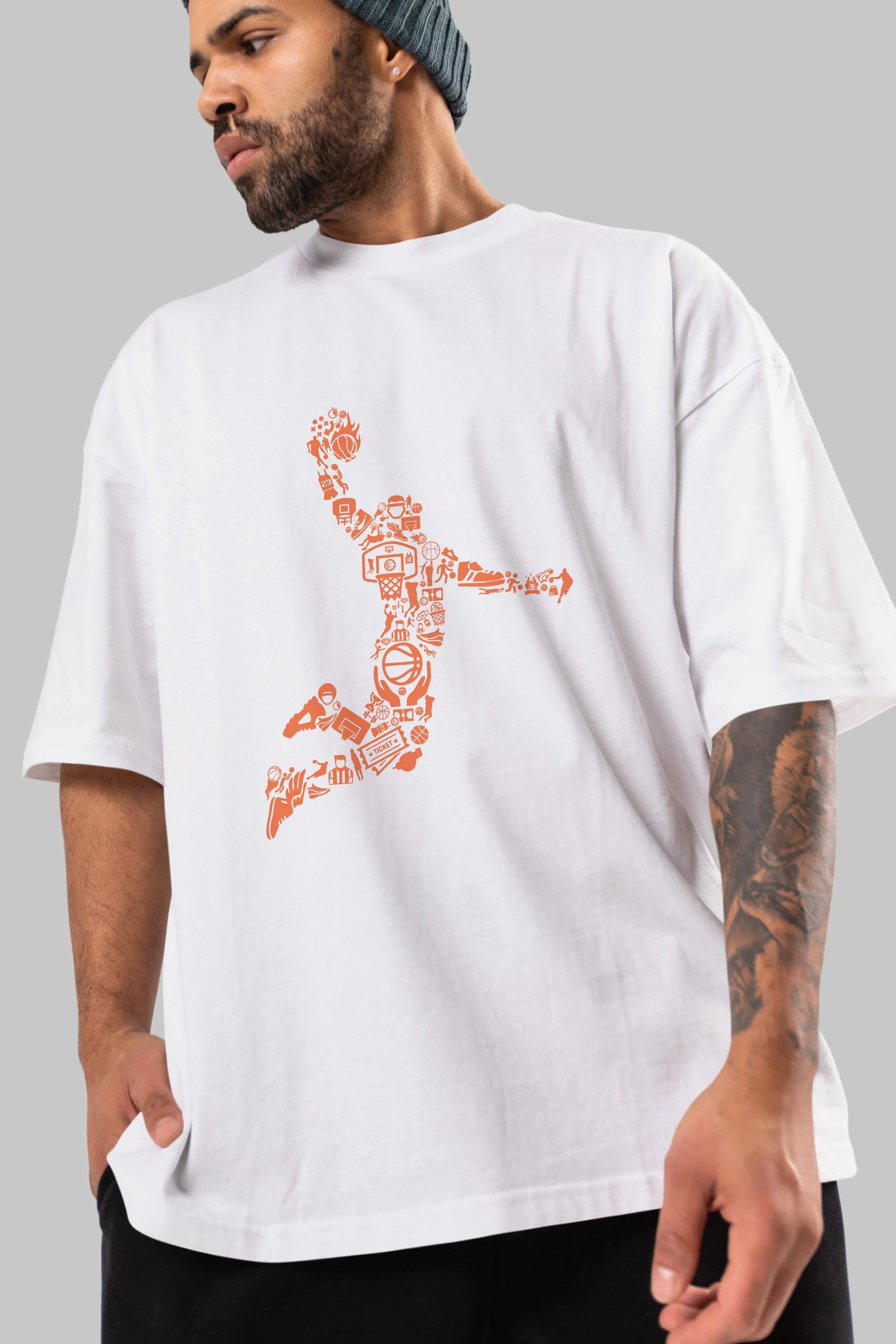 Basketball Player Ön Baskılı Oversize t-shirt %100 pamuk Erkek Kadın Unisex