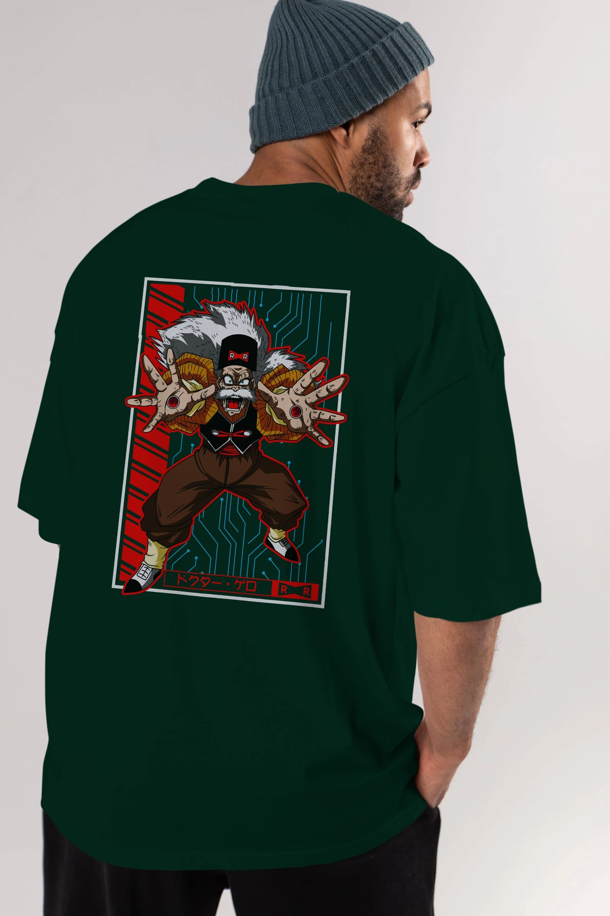 DragonBall DrMakigero Anime Arka Baskılı Oversize t-shirt Erkek Kadın Unisex