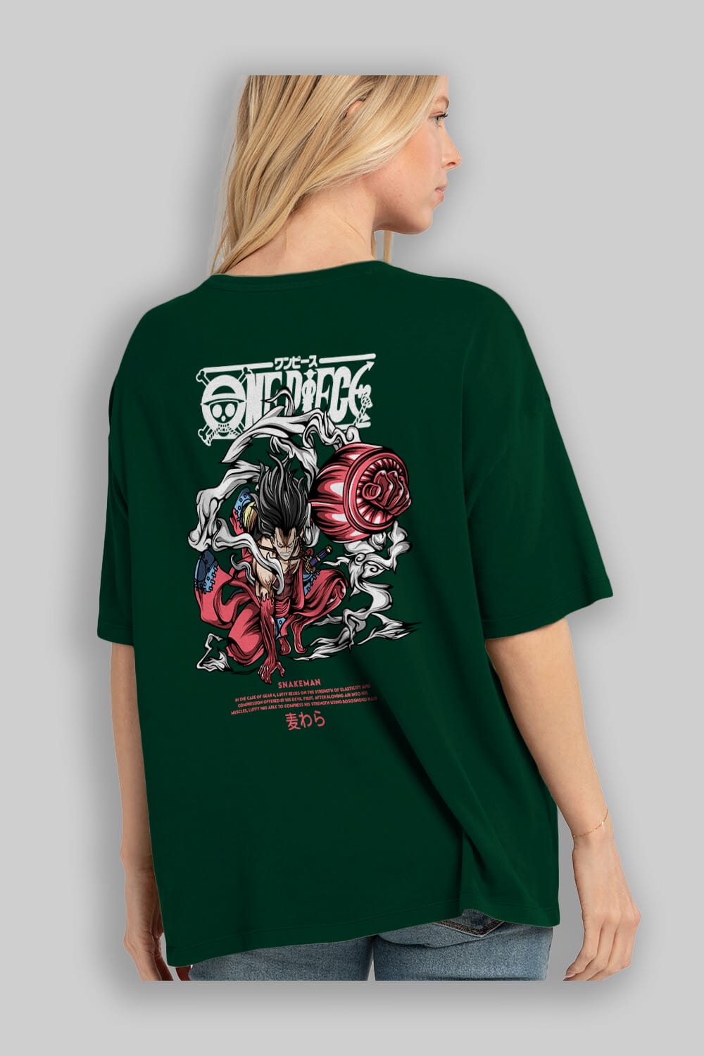 One Piece Snakeman Anime Arka Baskılı Oversize t-shirt Erkek Kadın Unisex