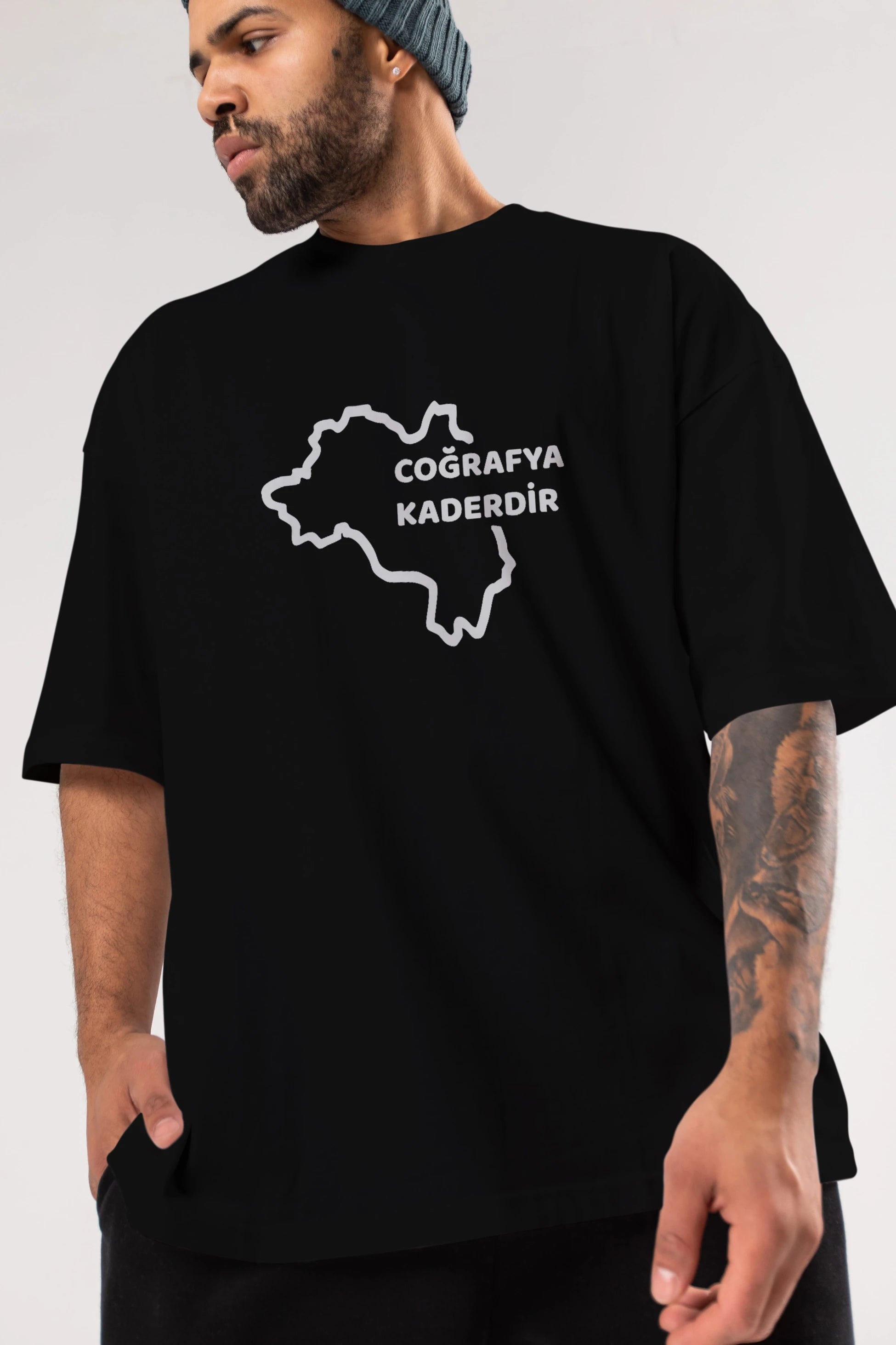 Coğrafya Kaderdir Ön Baskılı Oversize t-shirt %100 pamuk Erkek Kadın Unisex