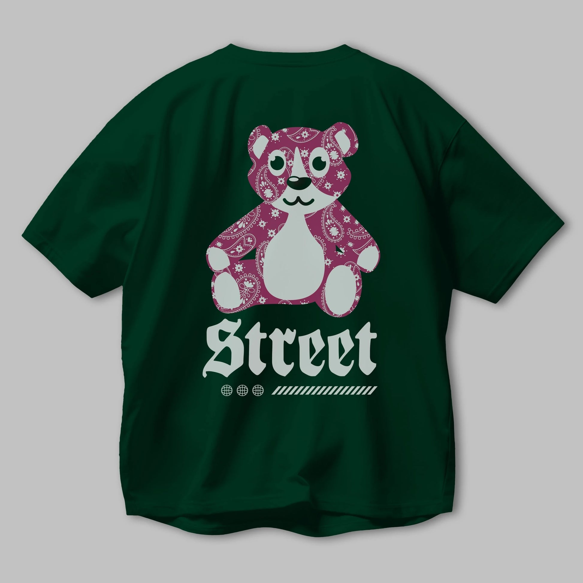 Street Bear Arka Baskılı Oversize t-shirt Erkek Kadın Unisex