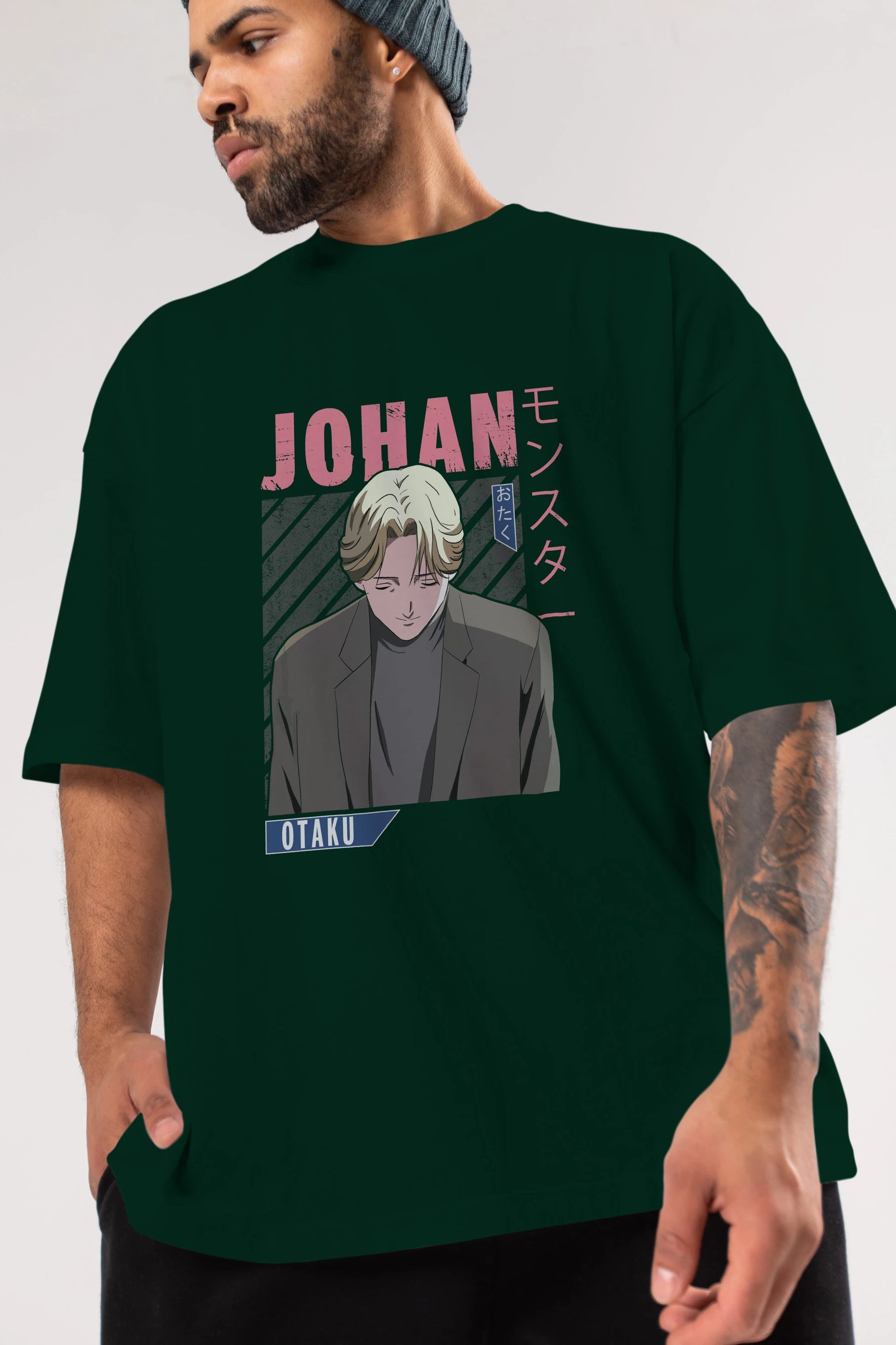 Johan Liebert MONSTER Anime Ön Baskılı Oversize t-shirt %100 pamuk Erkek Kadın Unisex