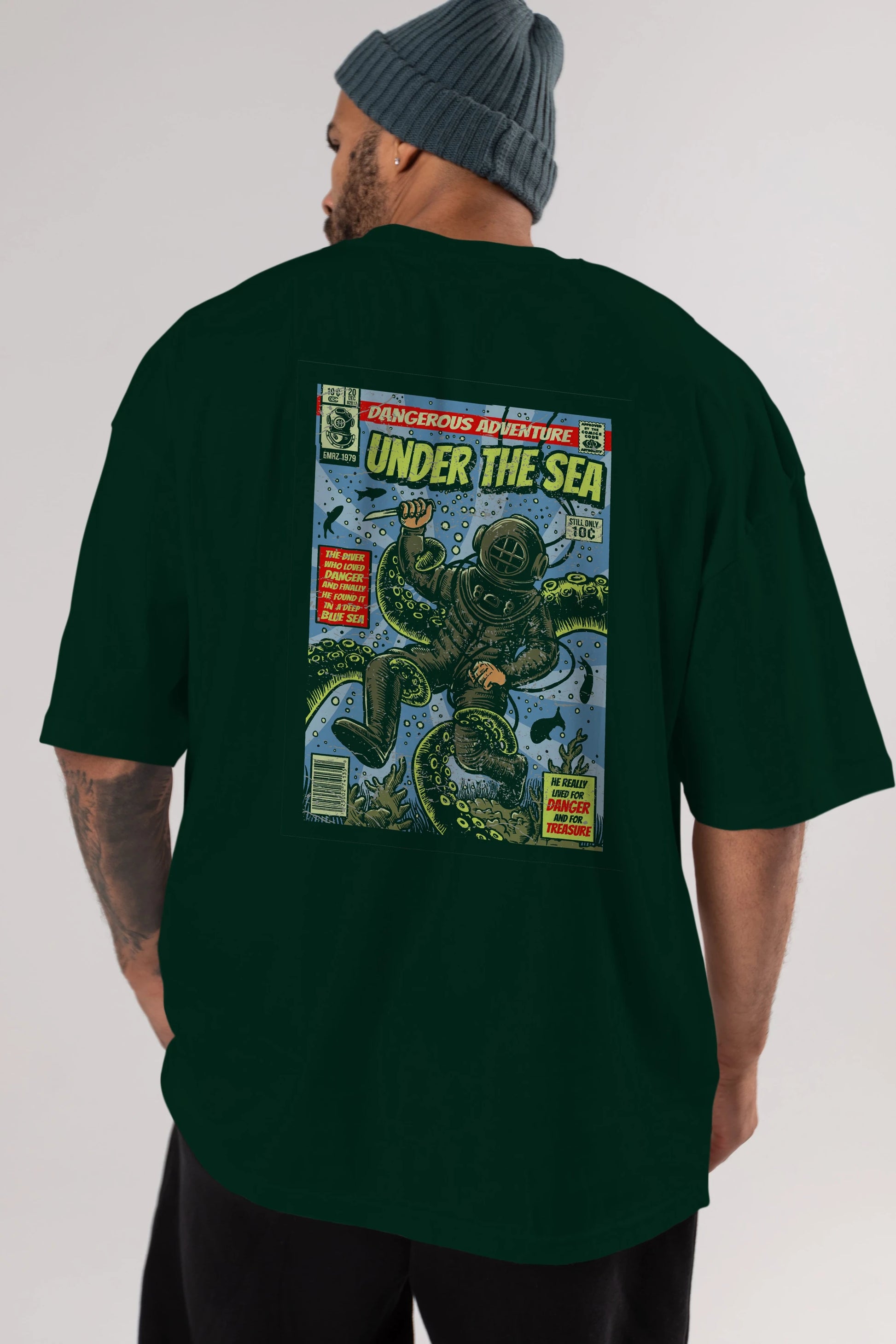 Under The Sea Arka Baskılı Oversize t-shirt Erkek Kadın Unisex %100 Pamuk