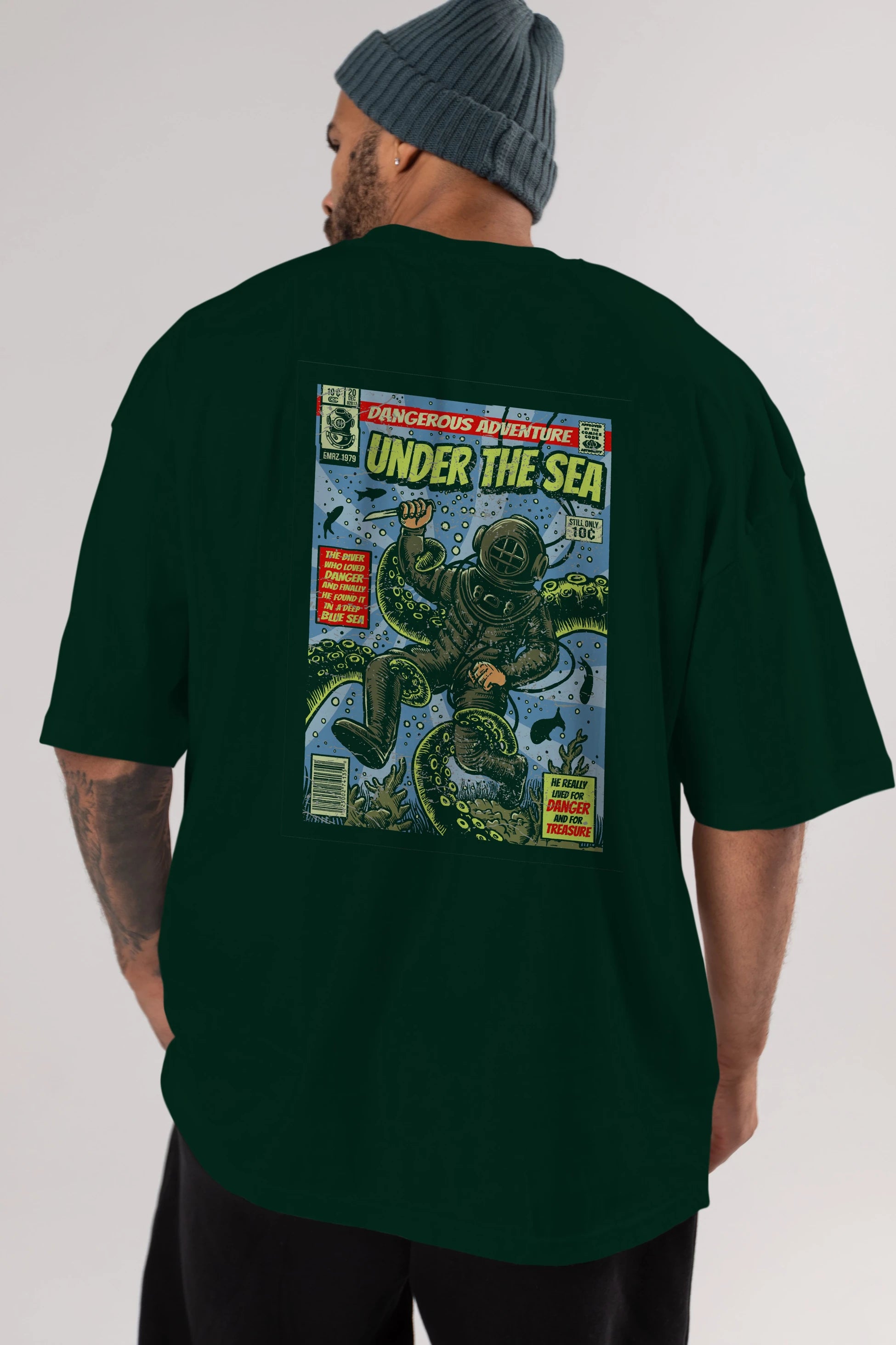 Under The Sea Arka Baskılı Oversize t-shirt Erkek Kadın Unisex %100 Pamuk