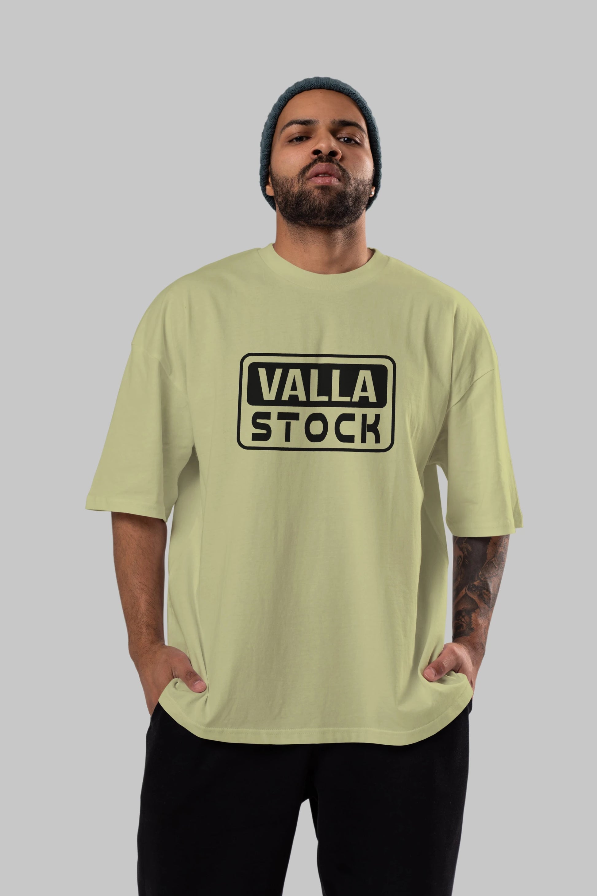 Valla Stock Ön Baskılı Oversize t-shirt %100 pamuk Erkek Kadın Unisex