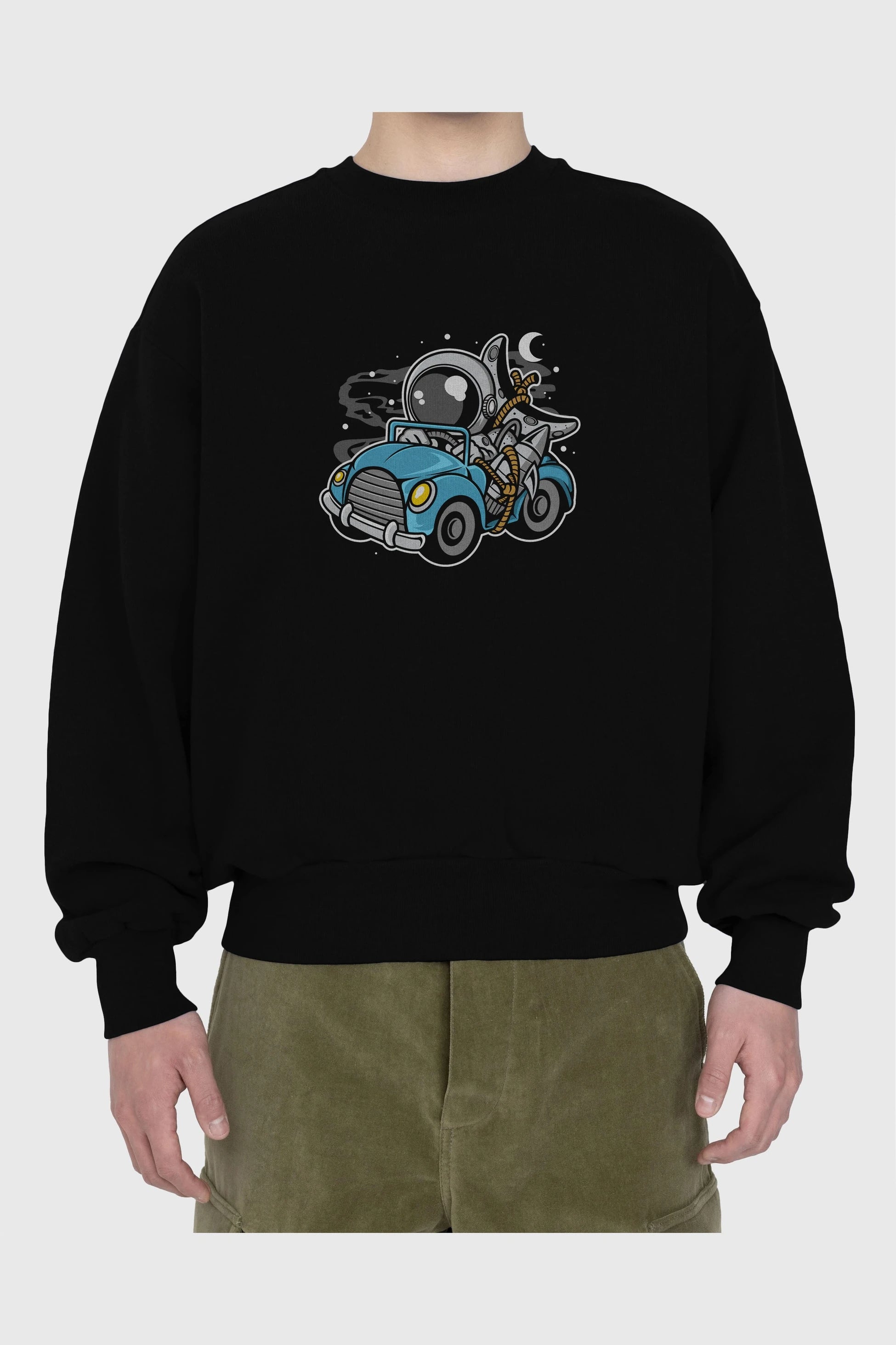 Astronaut Journey Ön Baskılı Oversize Sweatshirt Erkek Kadın Unisex
