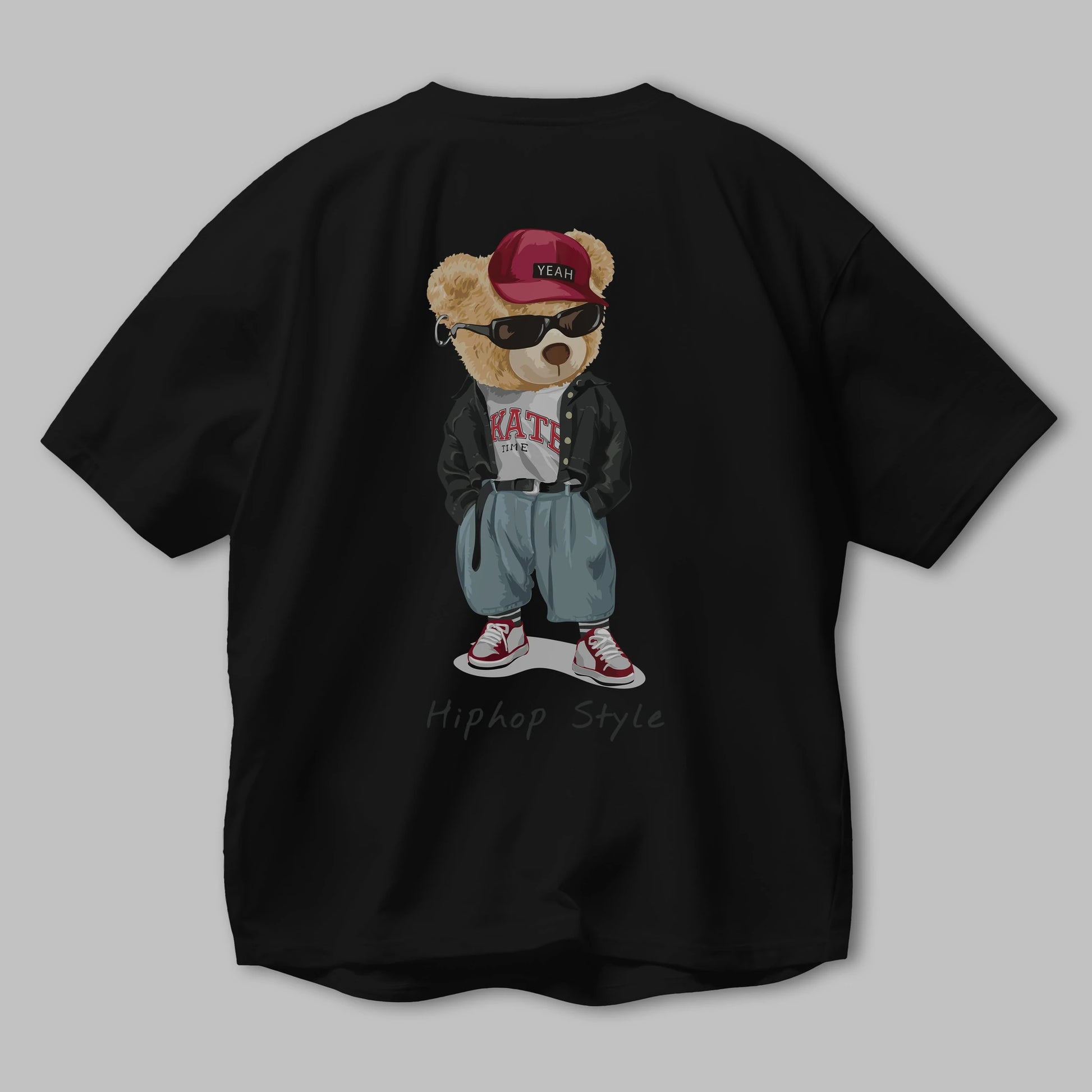 Teddy Bear Hiphop Style Arka Baskılı Oversize t-shirt Erkek Kadın Unisex %100 Pamuk