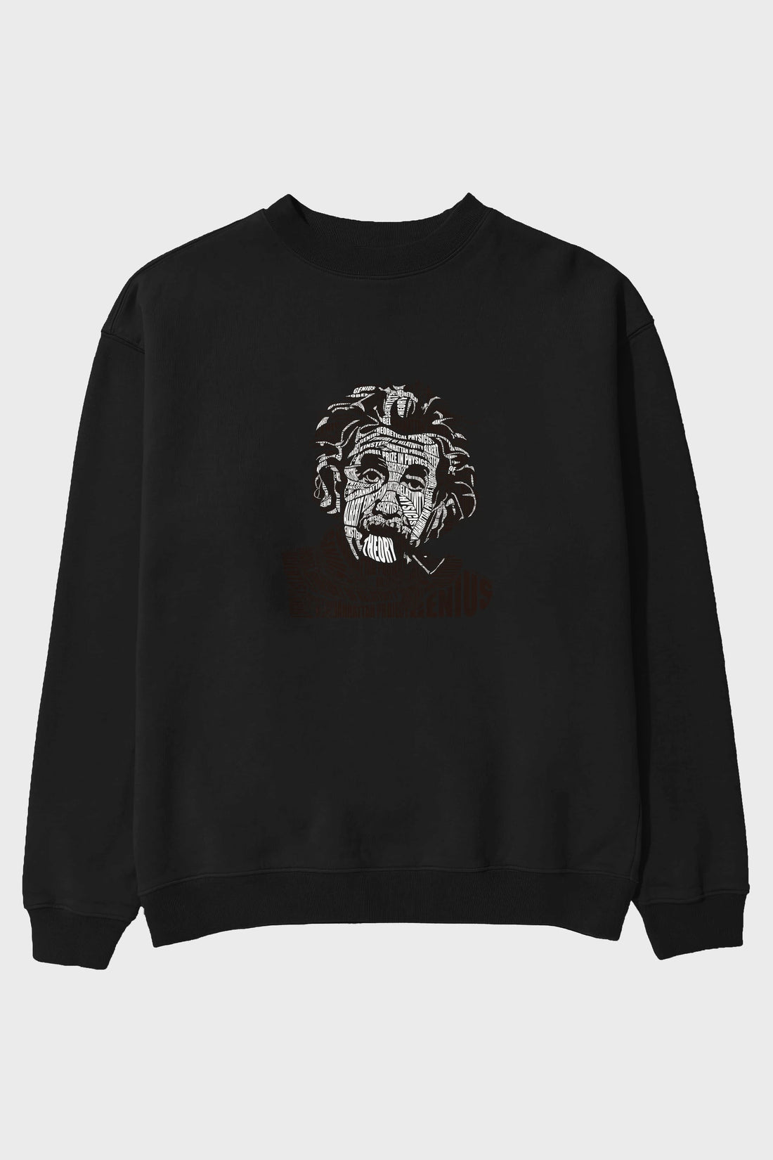 Einstein Calligram Ön Baskılı Oversize Sweatshirt Erkek Kadın Unisex