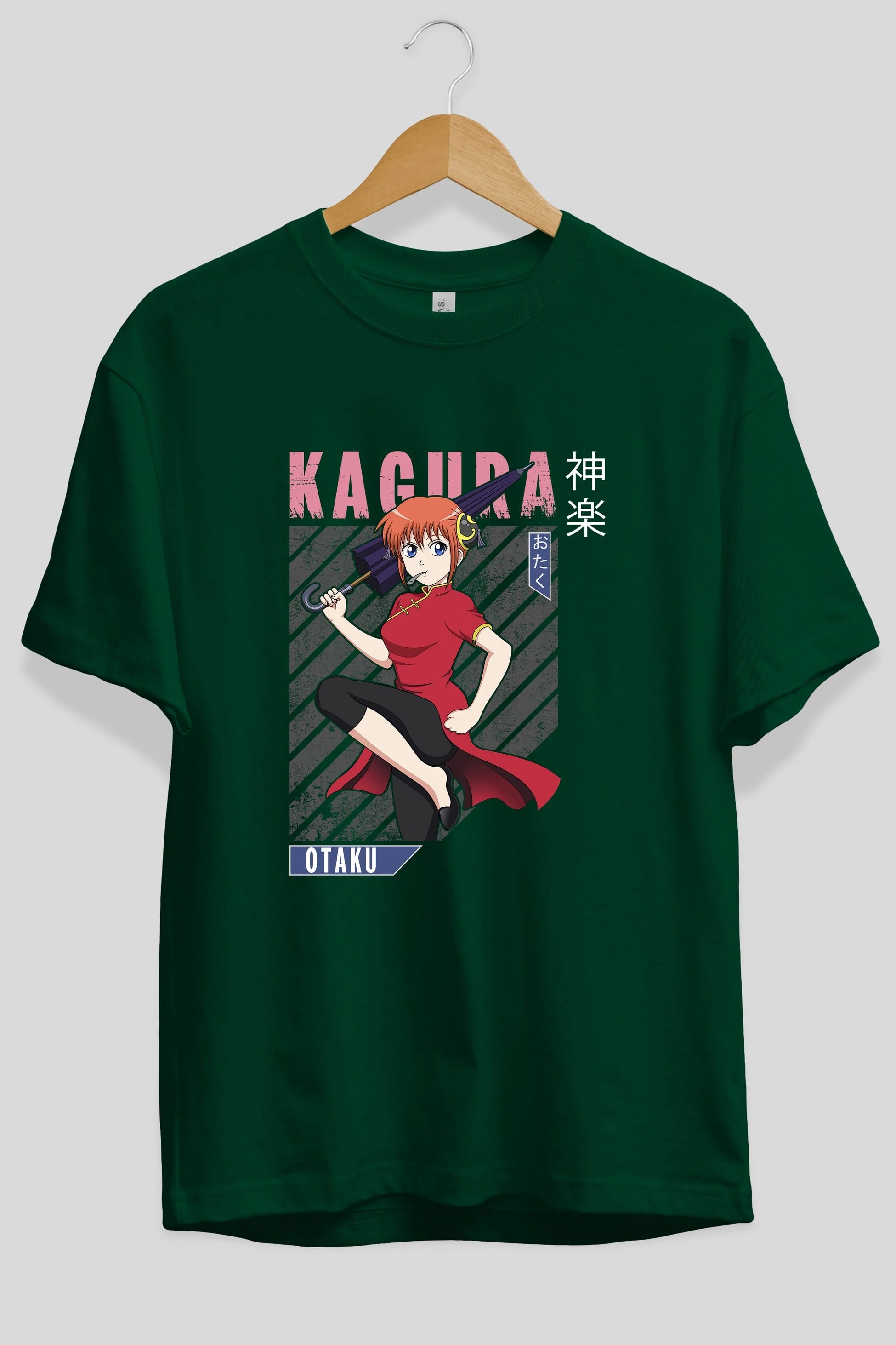 Kagura GINTAMA 1 Anime Ön Baskılı Oversize t-shirt %100 pamuk Erkek Kadın Unisex