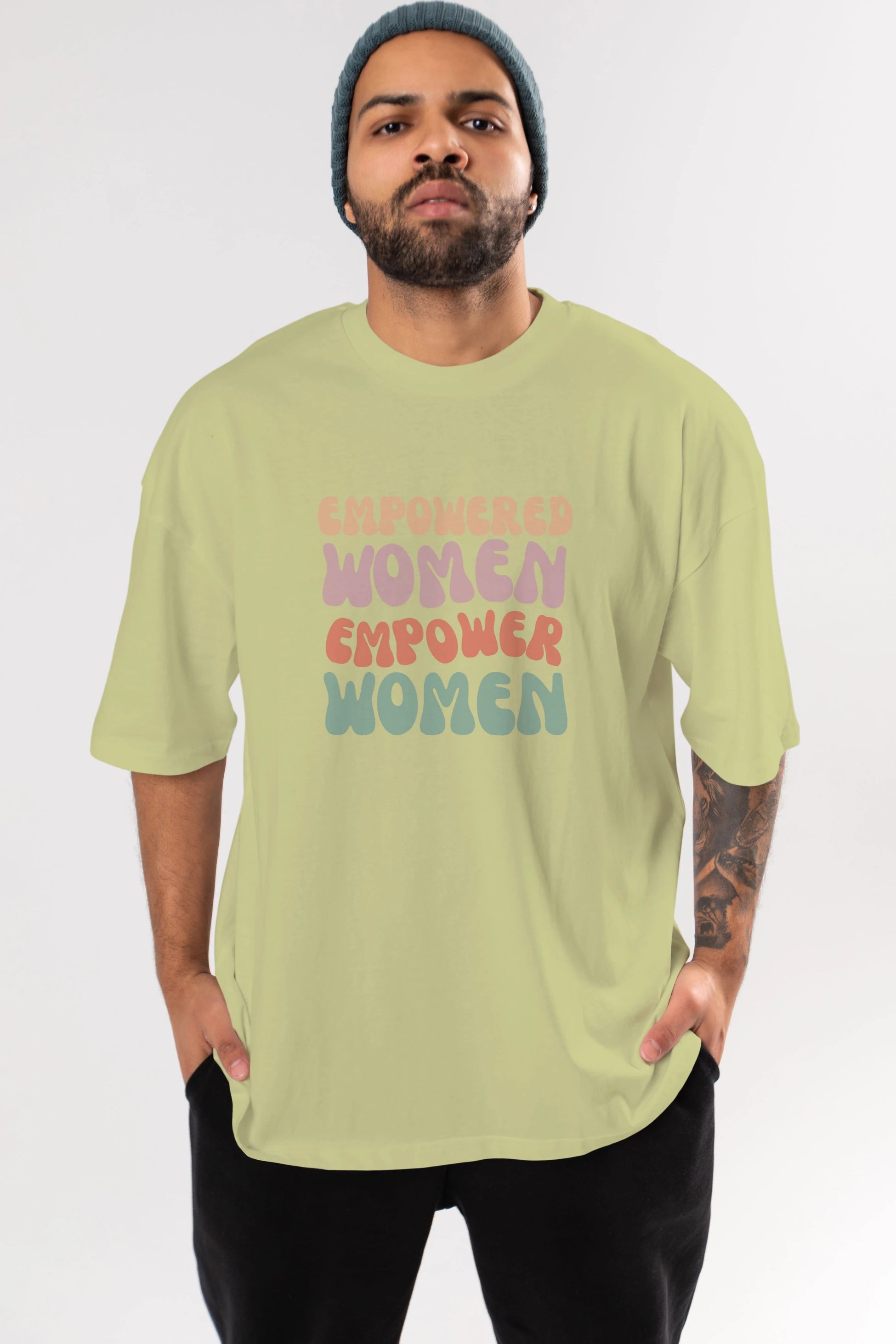 Empowered Women Yazılı Ön Baskılı Oversize t-shirt Erkek Kadın Unisex