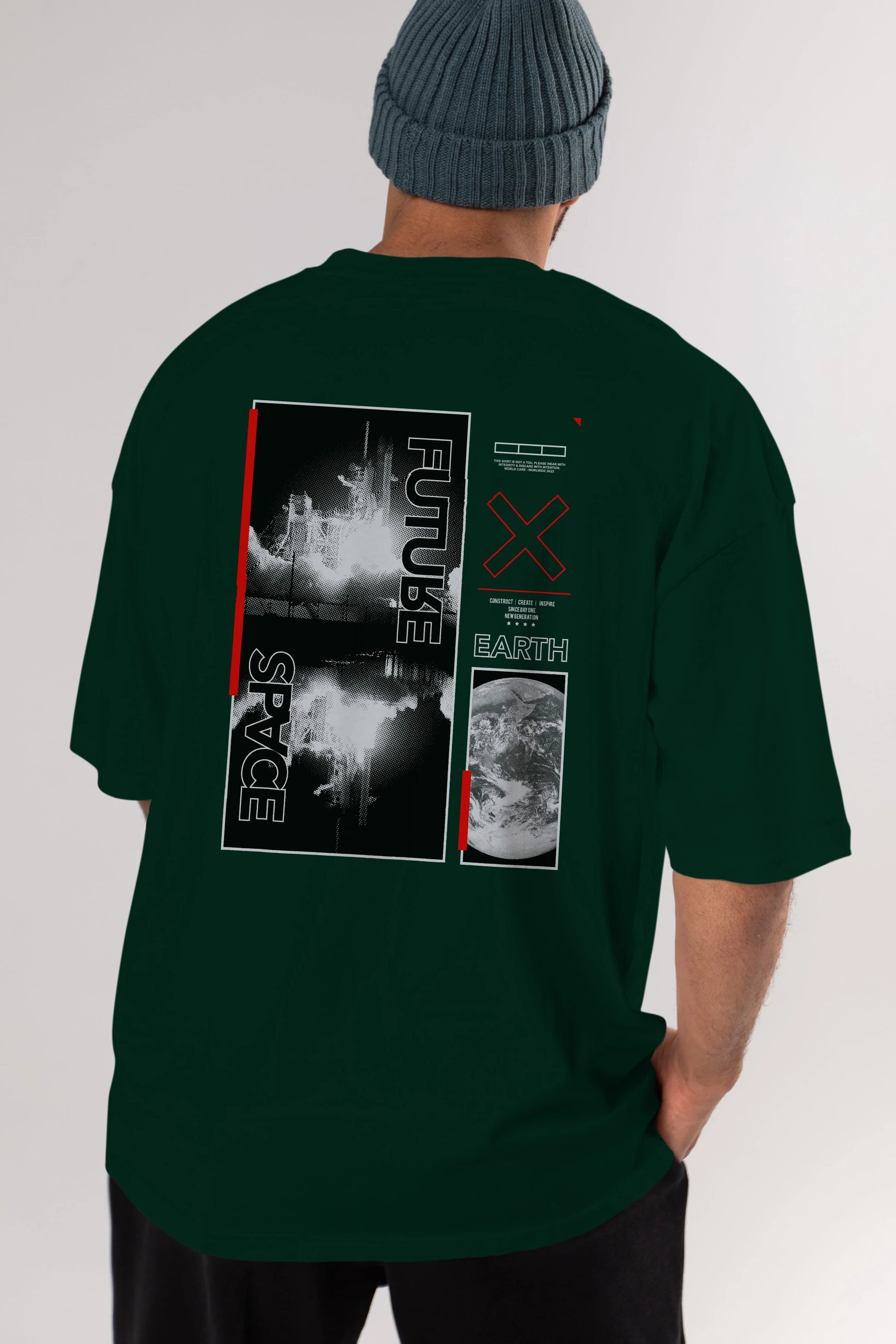 Future Space Arka Baskılı Oversize t-shirt Erkek Kadın Unisex
