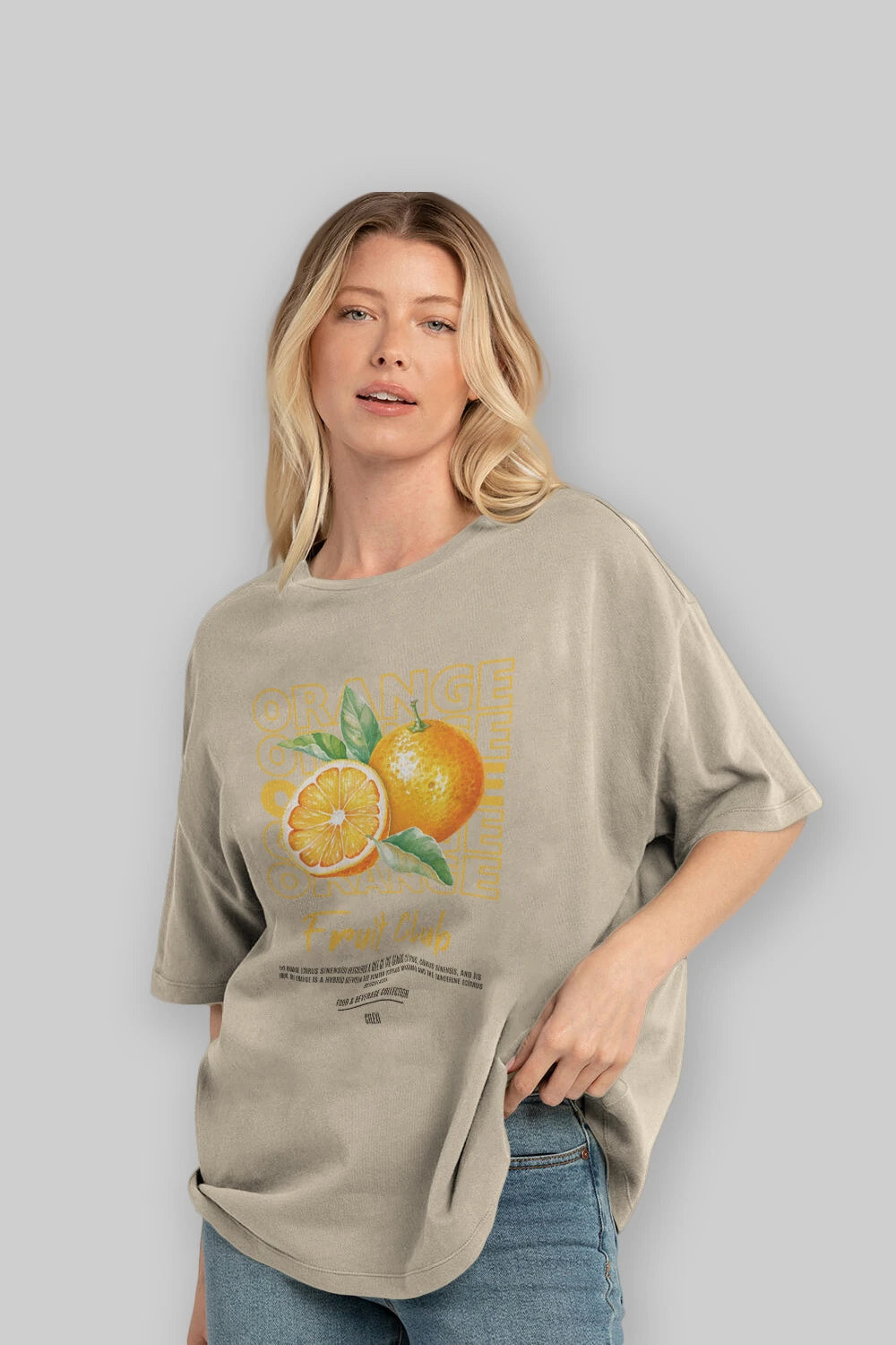 Orange Ön Baskılı Oversize t-shirt Erkek Kadın Pamuk Bisiklet Yaka tişort