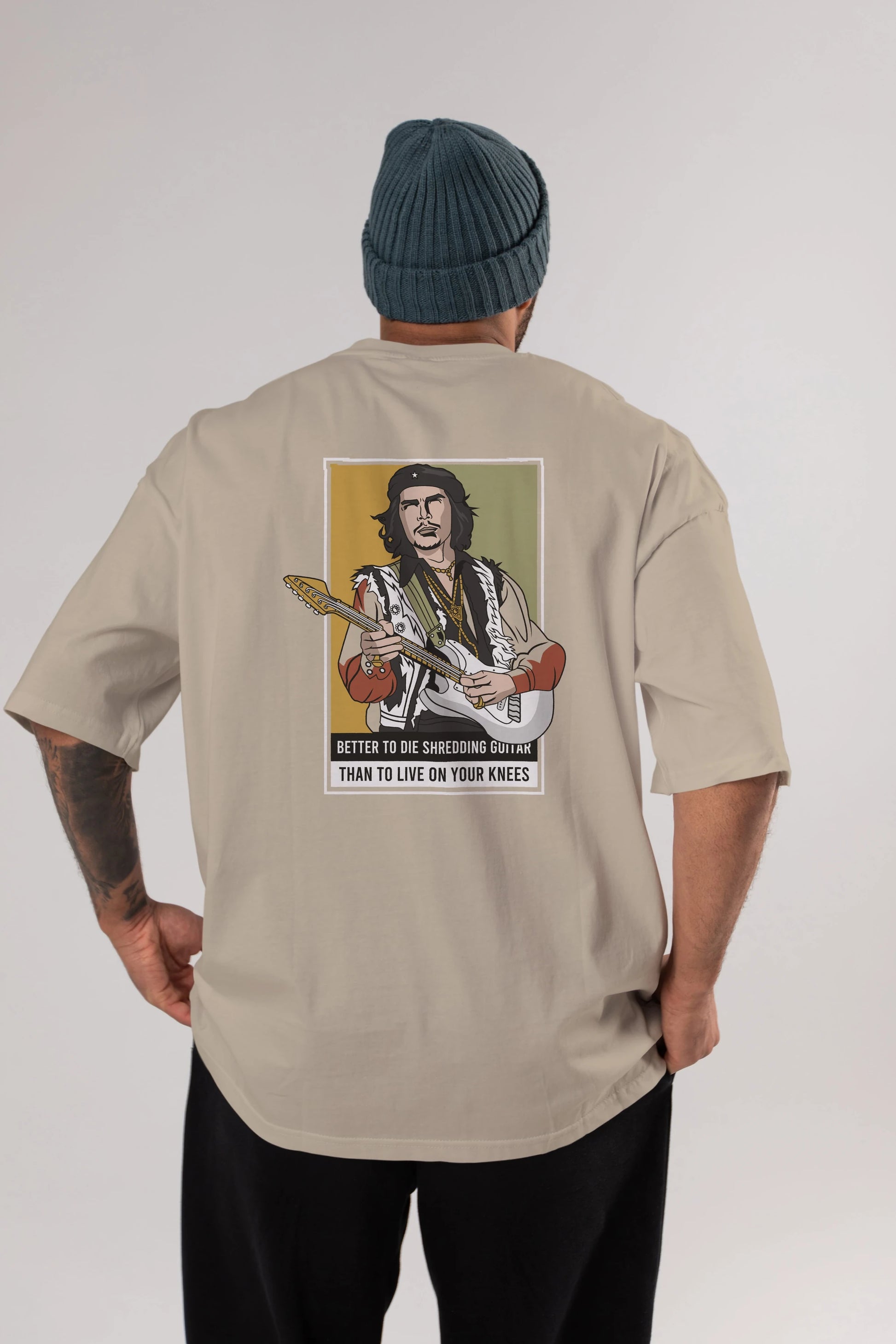 Che Guevara Hendrix Arka Baskılı Oversize t-shirt Erkek Kadın Unisex %100 Pamuk tişort