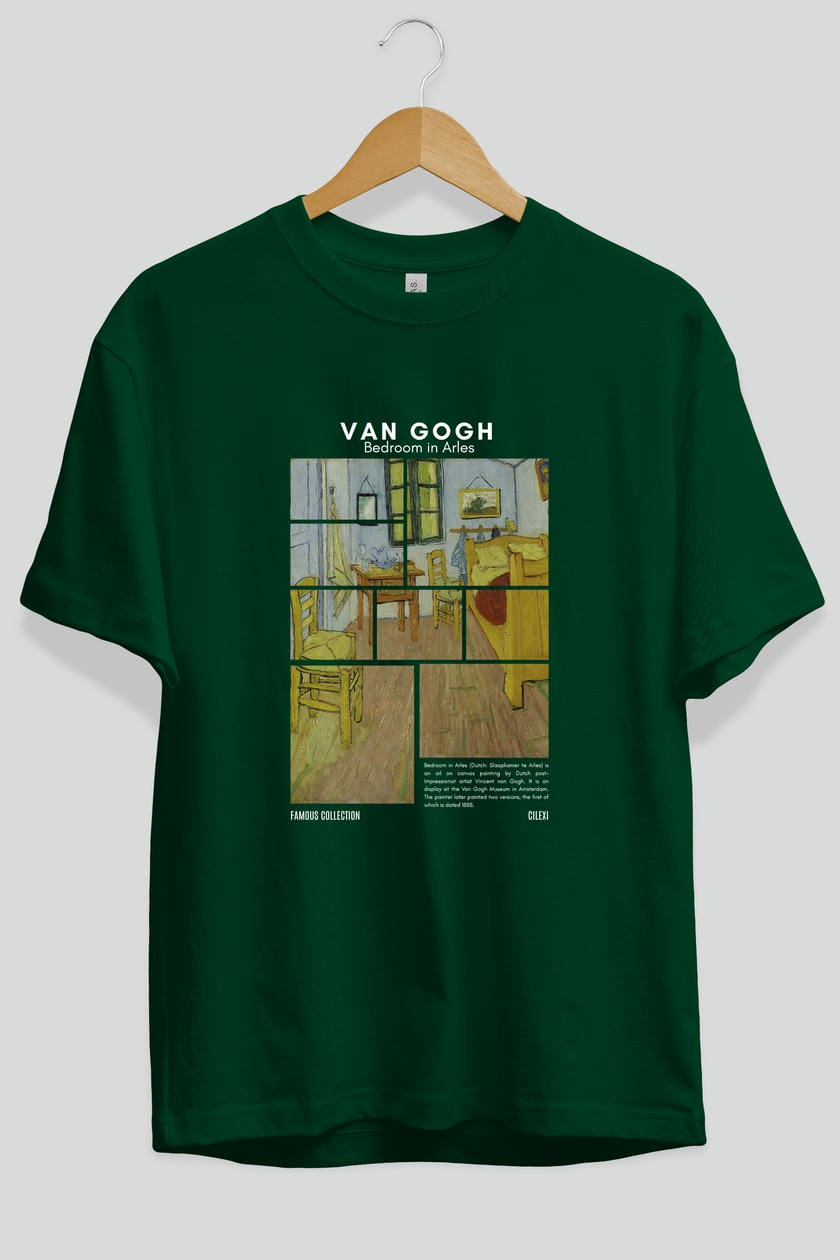 Van Gogh ön Baskılı Oversize t-shirt Erkek Kadın Bisiklet Yaka Pamuk tişort