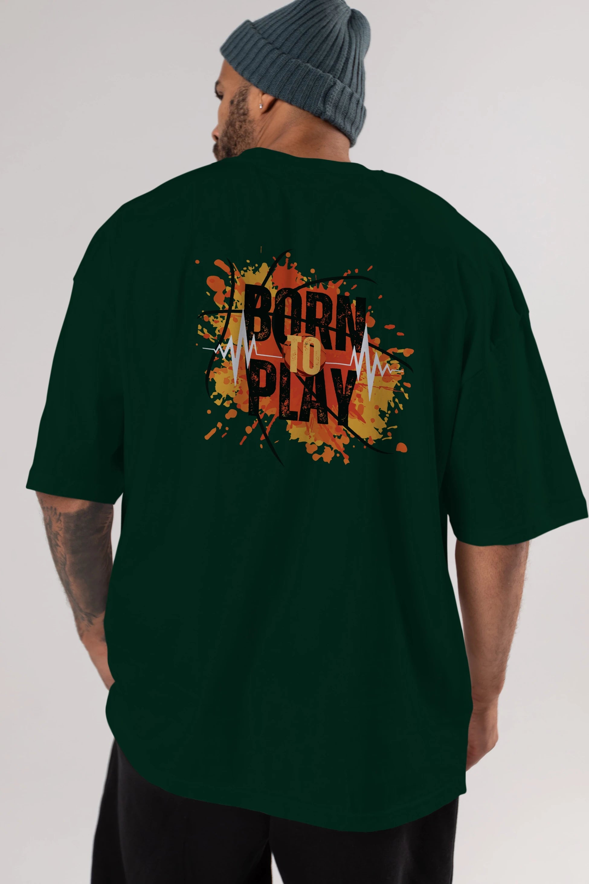 Born to Play Yazılı Arka Baskılı Oversize t-shirt Erkek Kadın Unisex