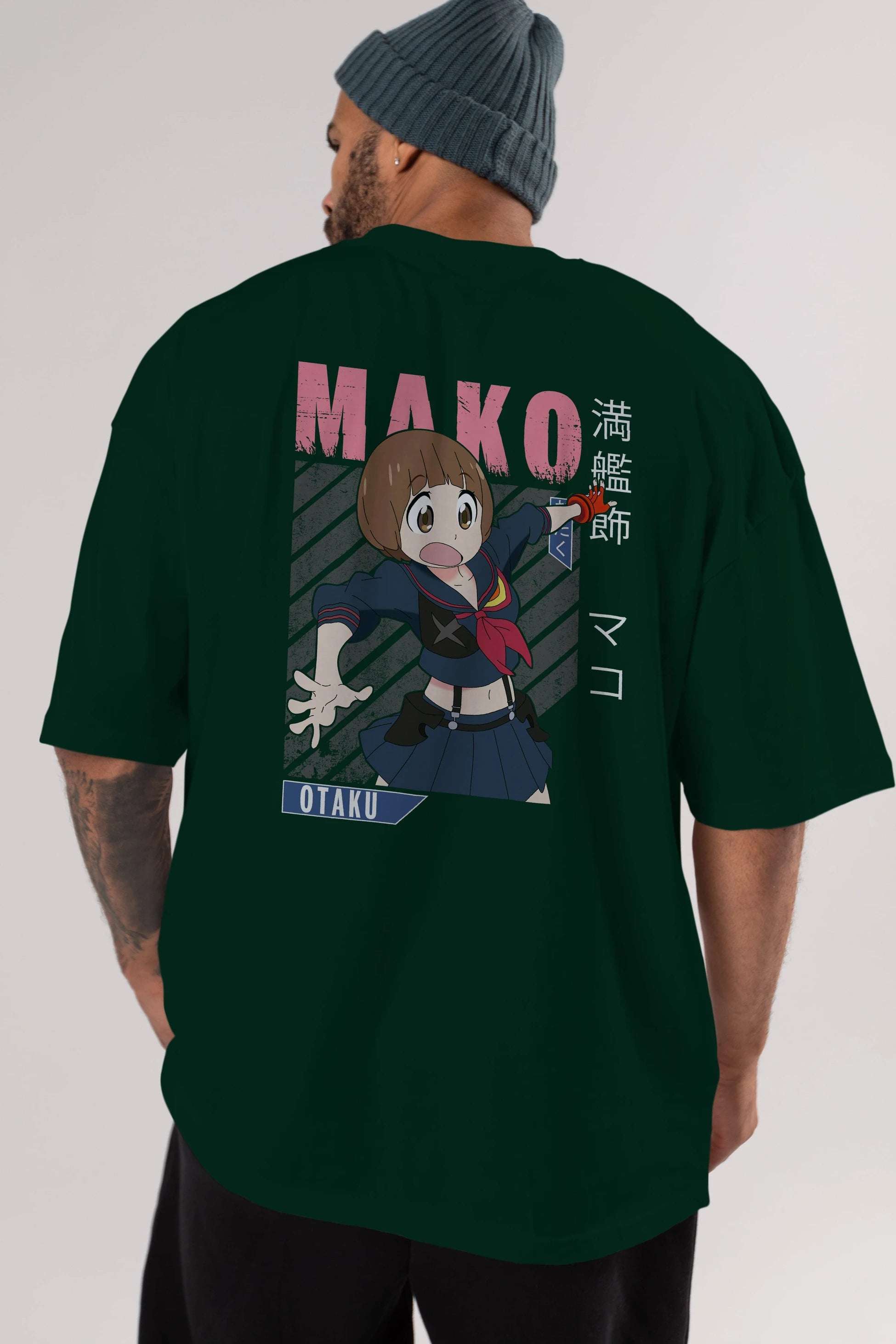 Mako Mankanshoku 2 Anime Arka Baskılı Oversize t-shirt Erkek Kadın Unisex