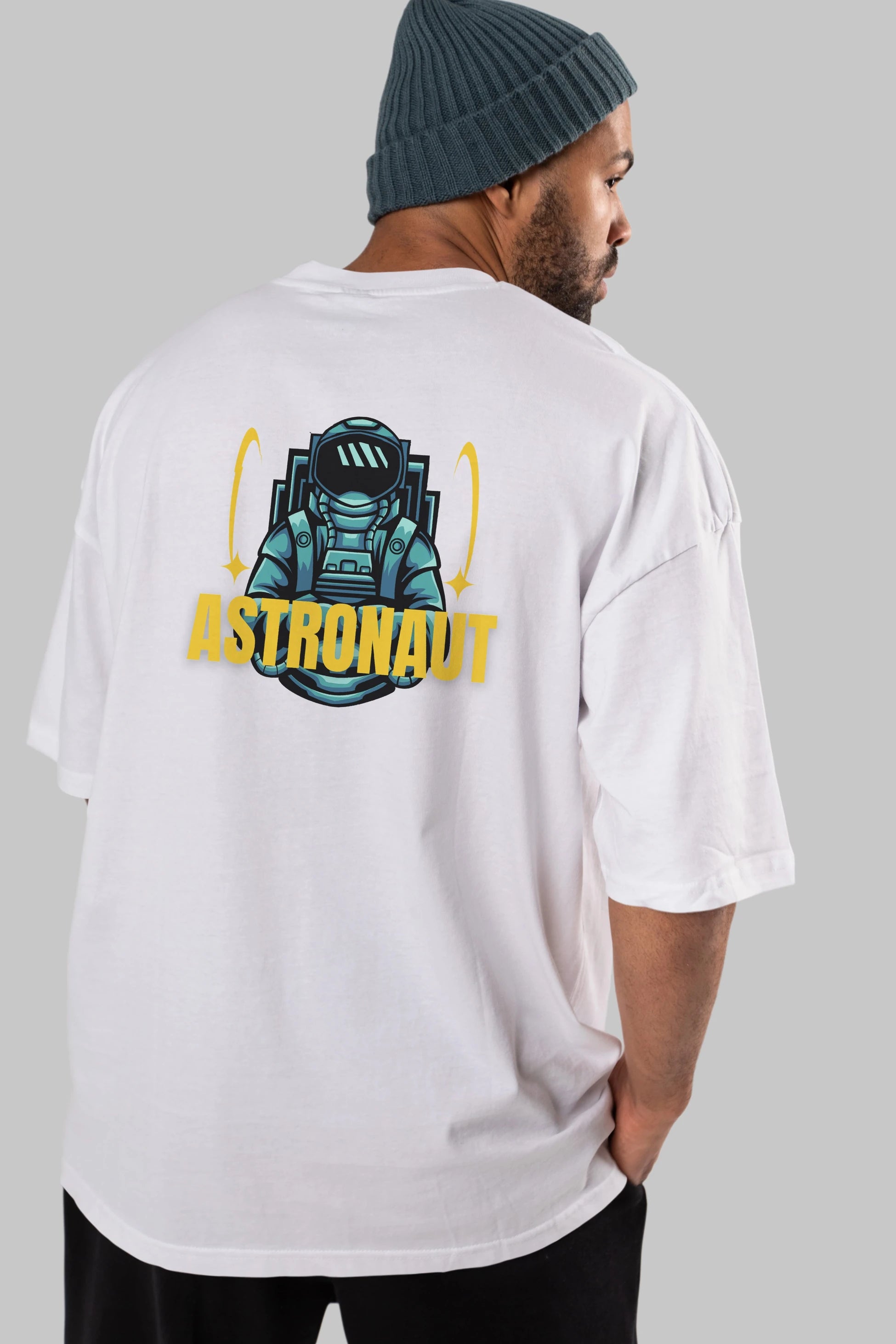 Astronaut Arka Baskılı Oversize t-shirt Erkek Kadın Unisex