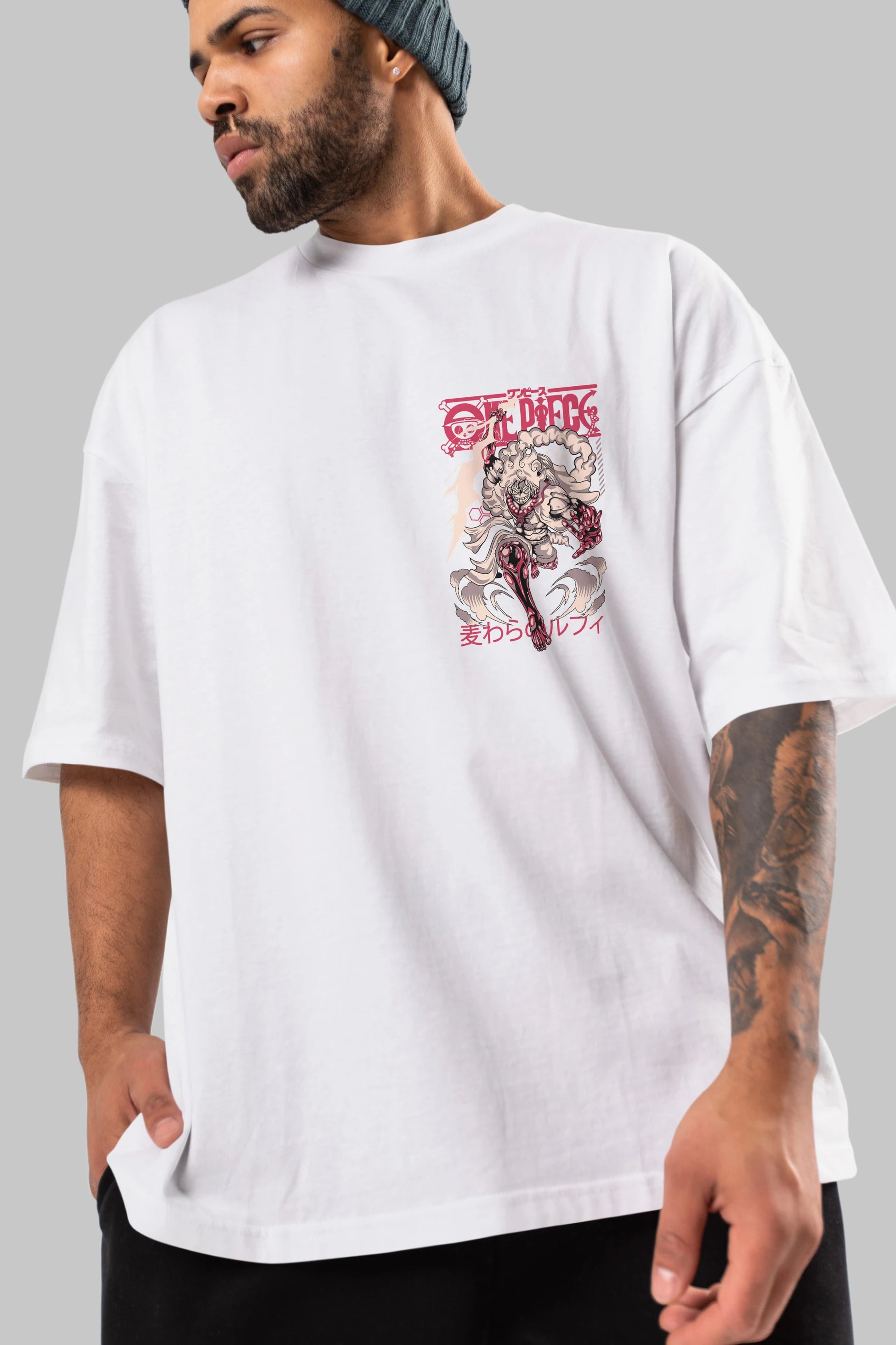 MONKEY D. LUFF-ONE PIECE 1 Ön Sol Baskılı Oversize t-shirt Erkek Kadın Unisex %100 Pamuk Bisiklet Yaka tişort