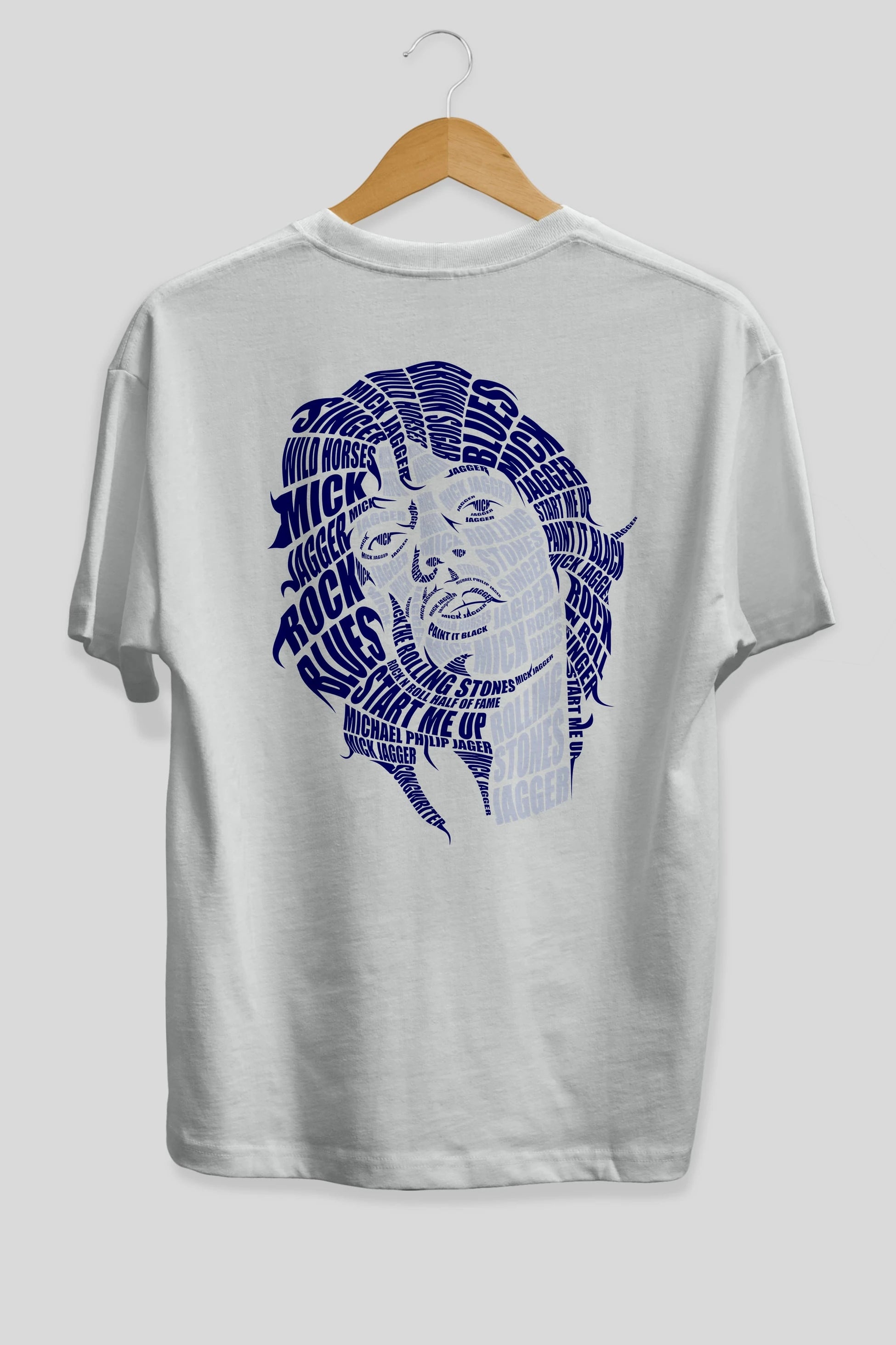 Mick Jagger Calligram Arka Baskılı Oversize t-shirt %100 pamuk Erkek Kadın Unisex