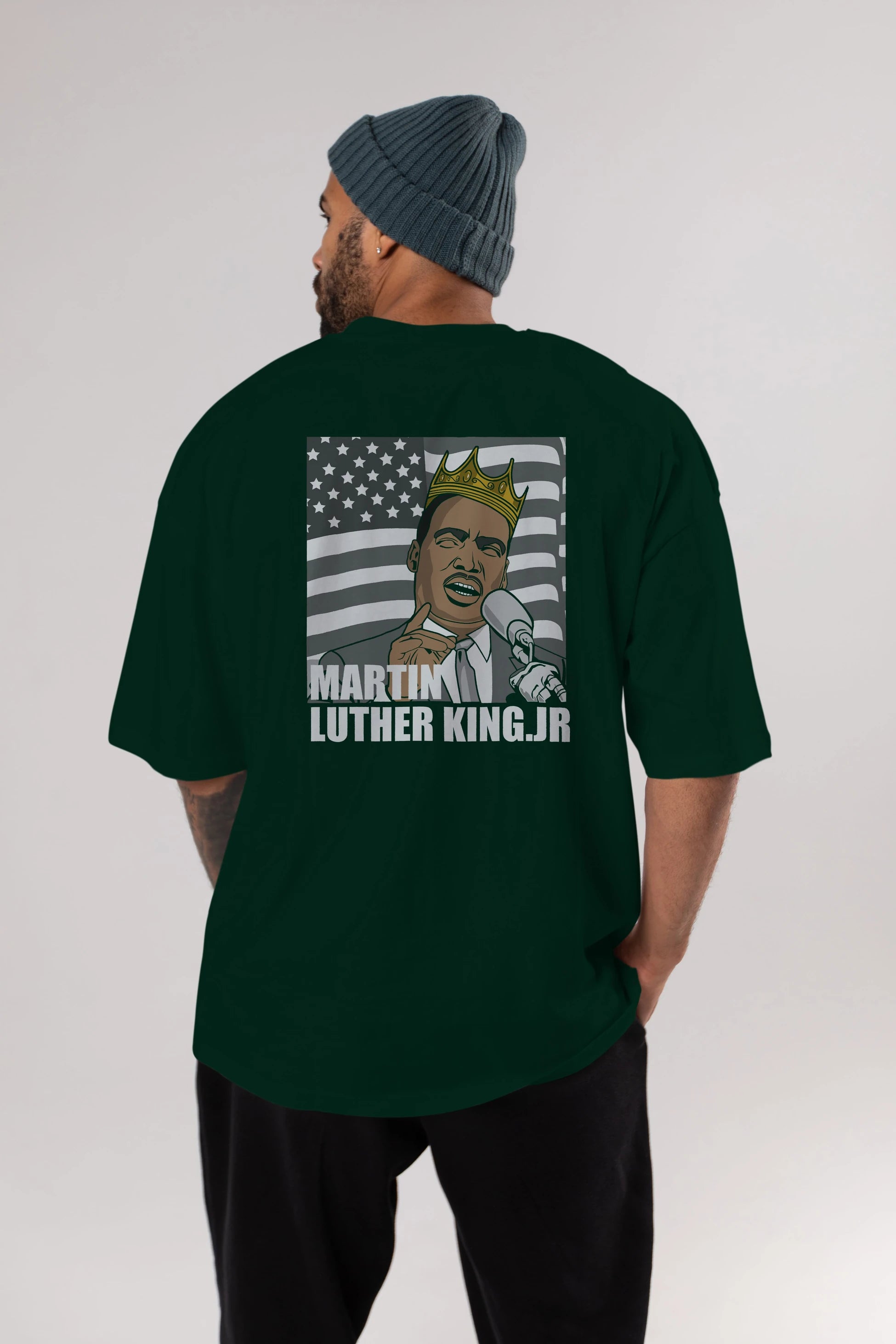 Luther King Arka Baskılı Oversize t-shirt Erkek Kadın Unisex %100 Pamuk tişort
