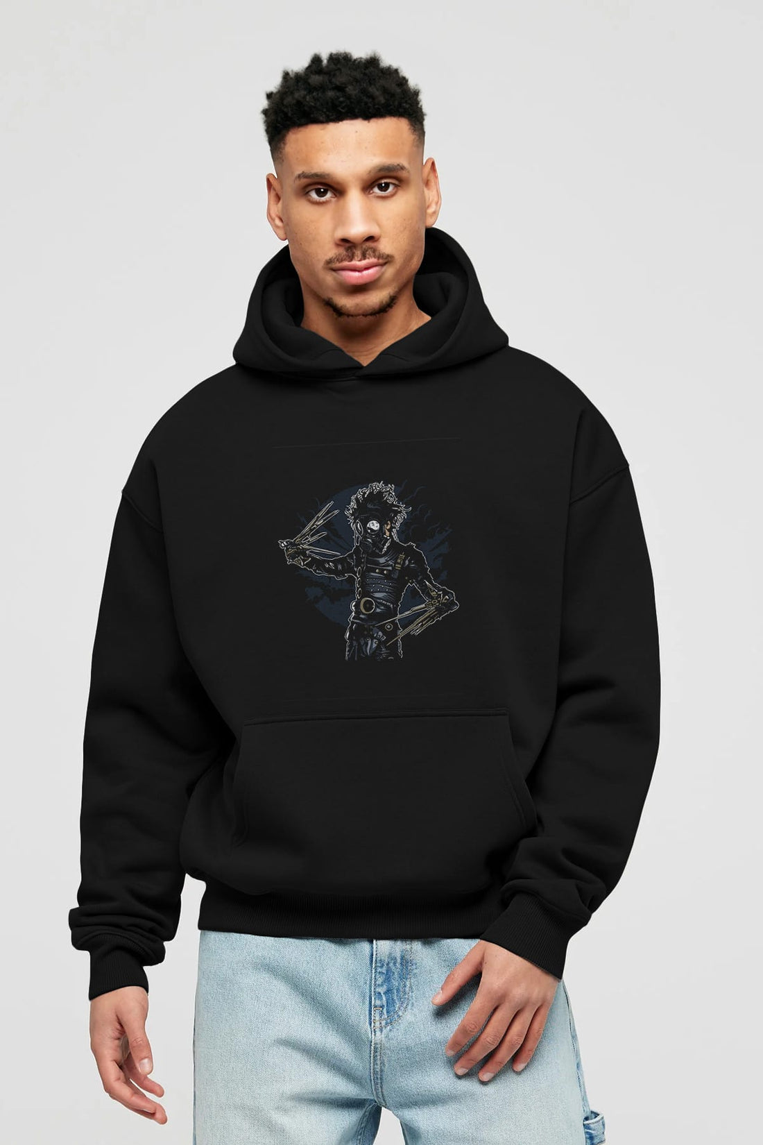 Gas Mask Scissors Ön Baskılı Hoodie Oversize Kapüşonlu Sweatshirt Erkek Kadın Unisex