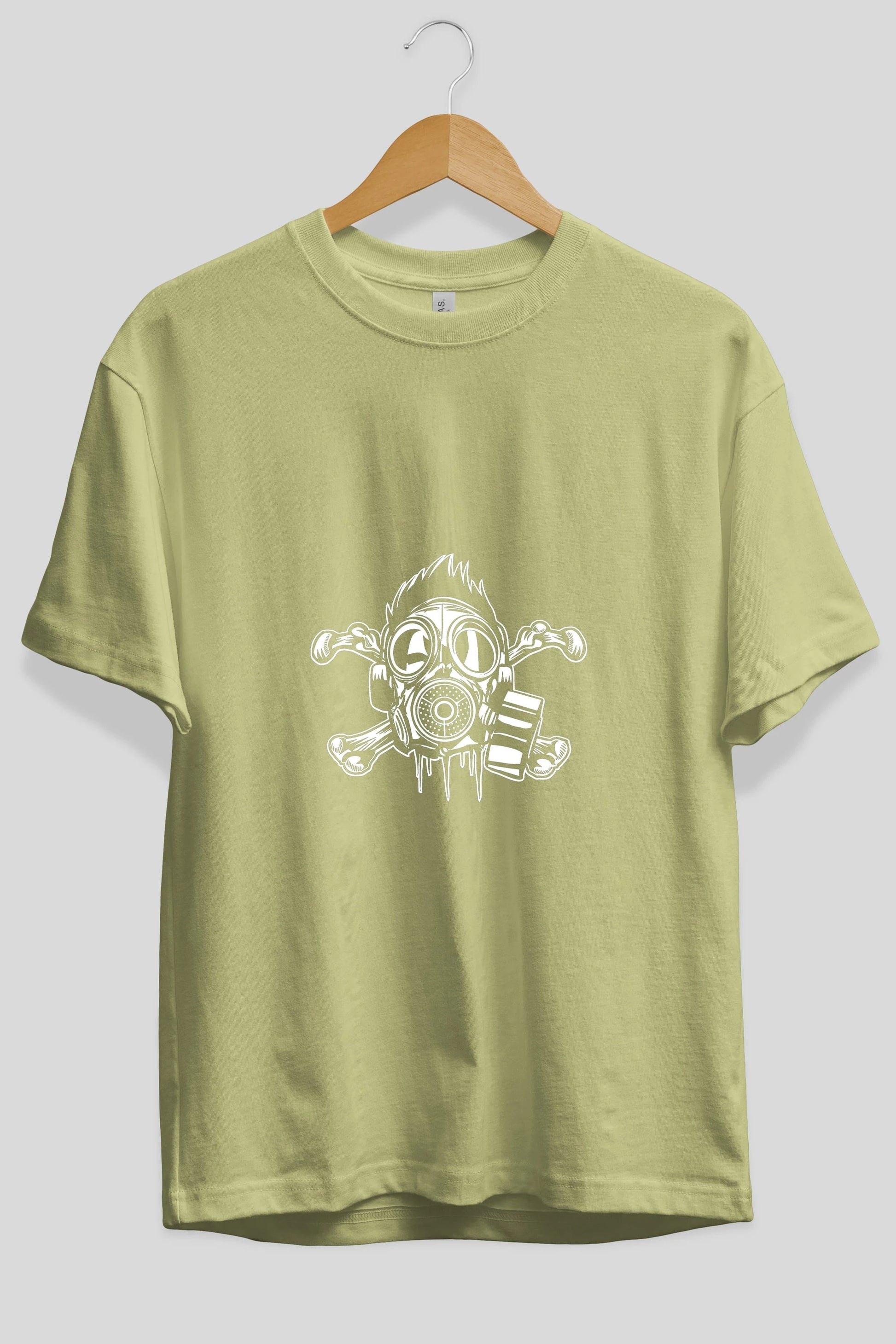 Cross Bones Gasmask Ön Baskılı Oversize t-shirt Erkek Kadın Unisex %100 Pamuk tişort