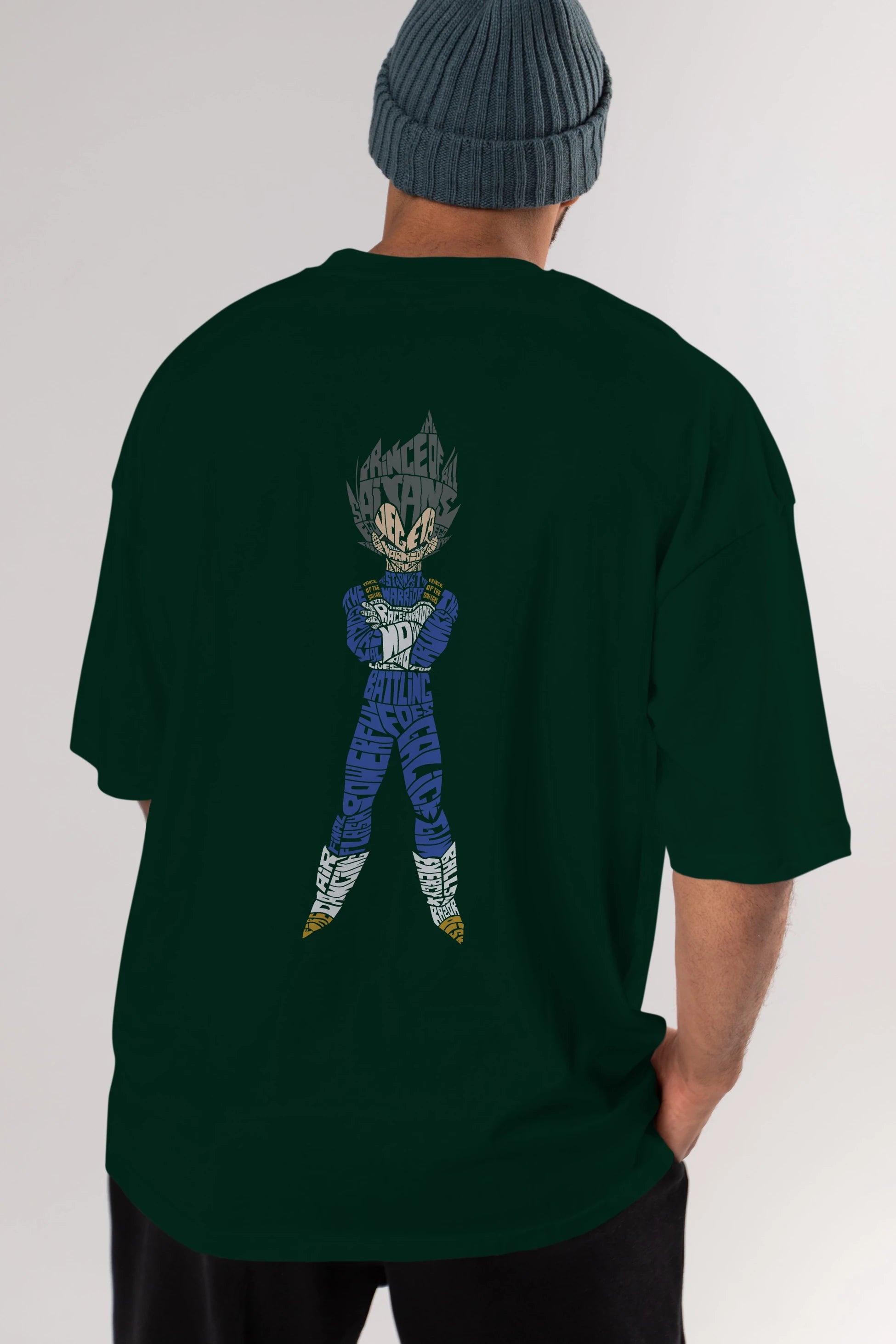 Vegeta Arka Baskılı Oversize t-shirt %100 pamuk Erkek Kadın Unisex