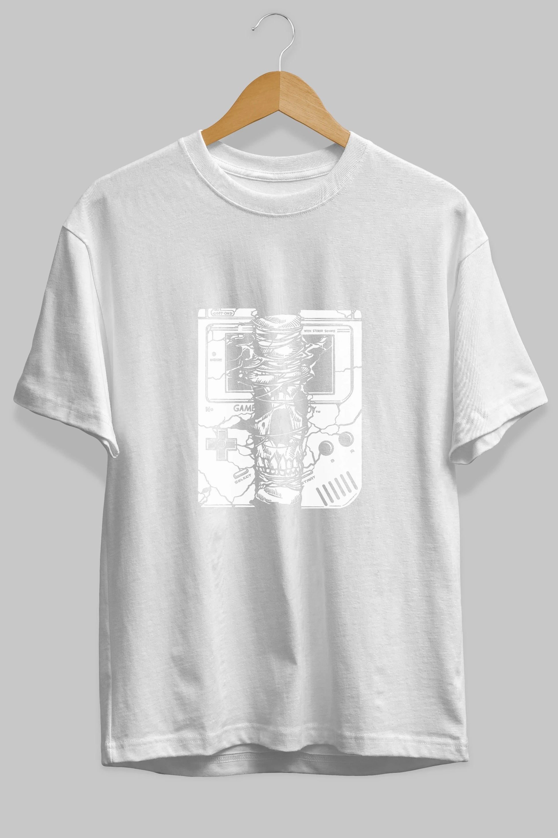 Gameboy Skull Ön Baskılı Oversize t-shirt Erkek Kadın Unisex %100 Pamuk tişort
