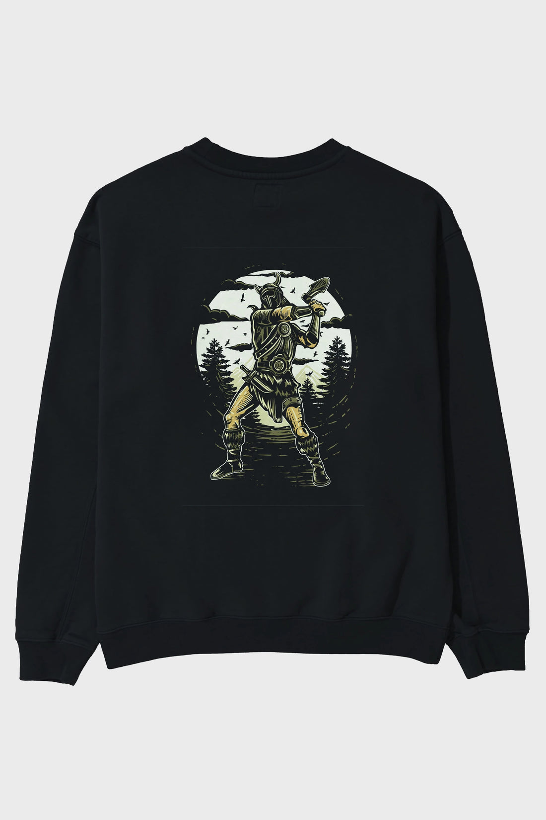 Viking Arka Baskılı Oversize Sweatshirt Erkek Kadın Unisex