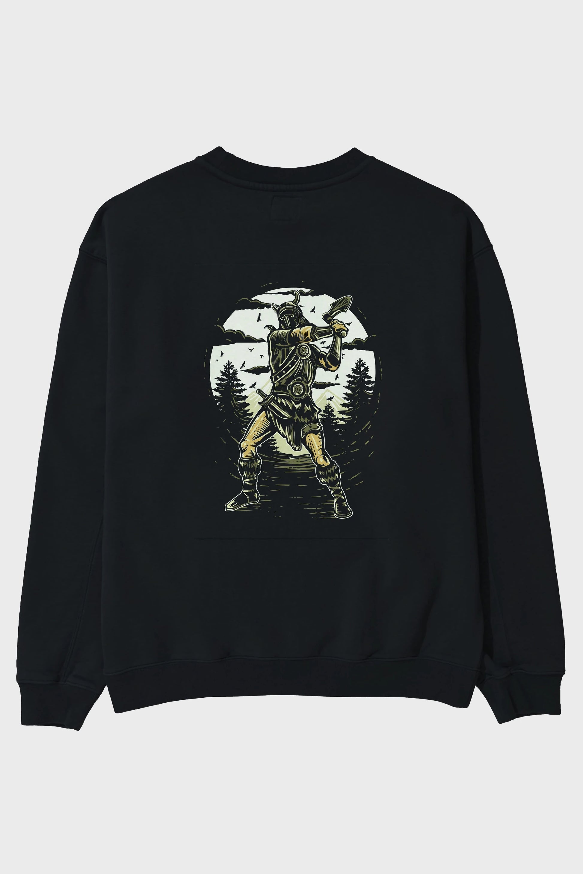 Viking Arka Baskılı Oversize Sweatshirt Erkek Kadın Unisex