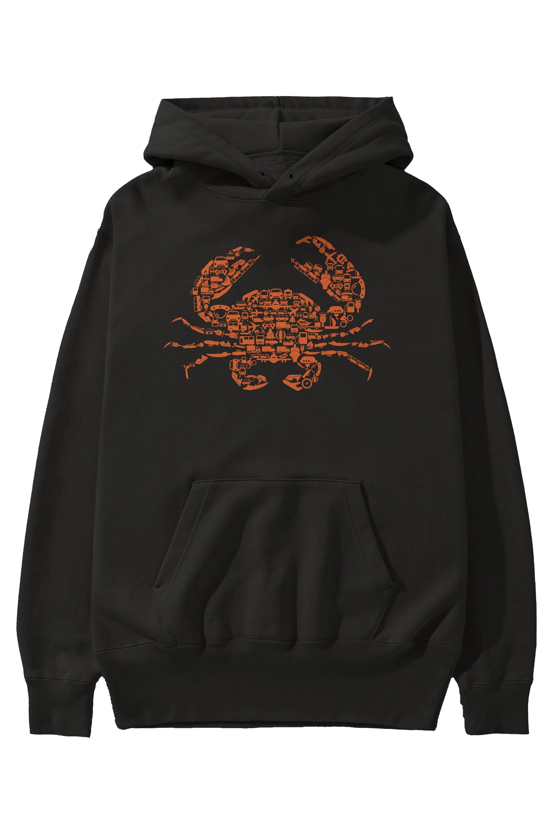 Crab Ön Baskılı Hoodie Oversize Kapüşonlu Sweatshirt Erkek Kadın Unisex