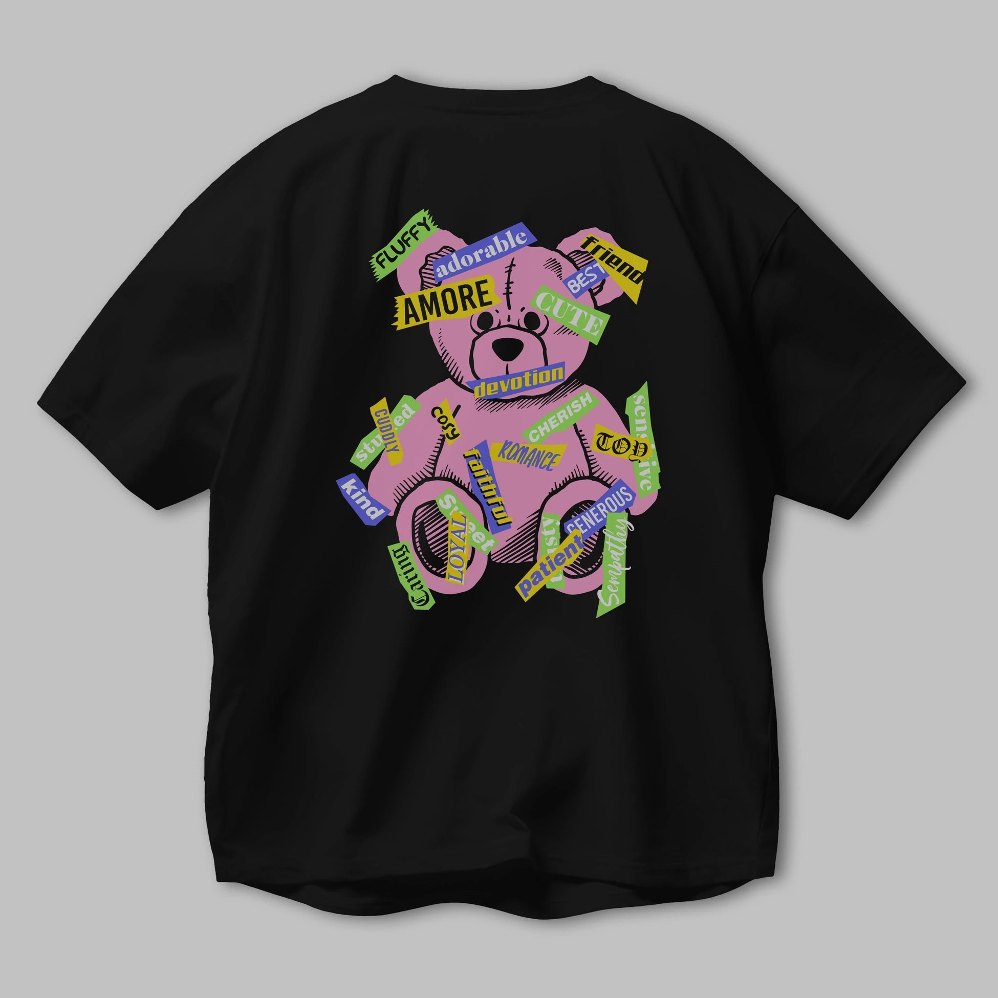 Teddy Bear Cute Arka Baskılı Oversize t-shirt Erkek Kadın Unisex