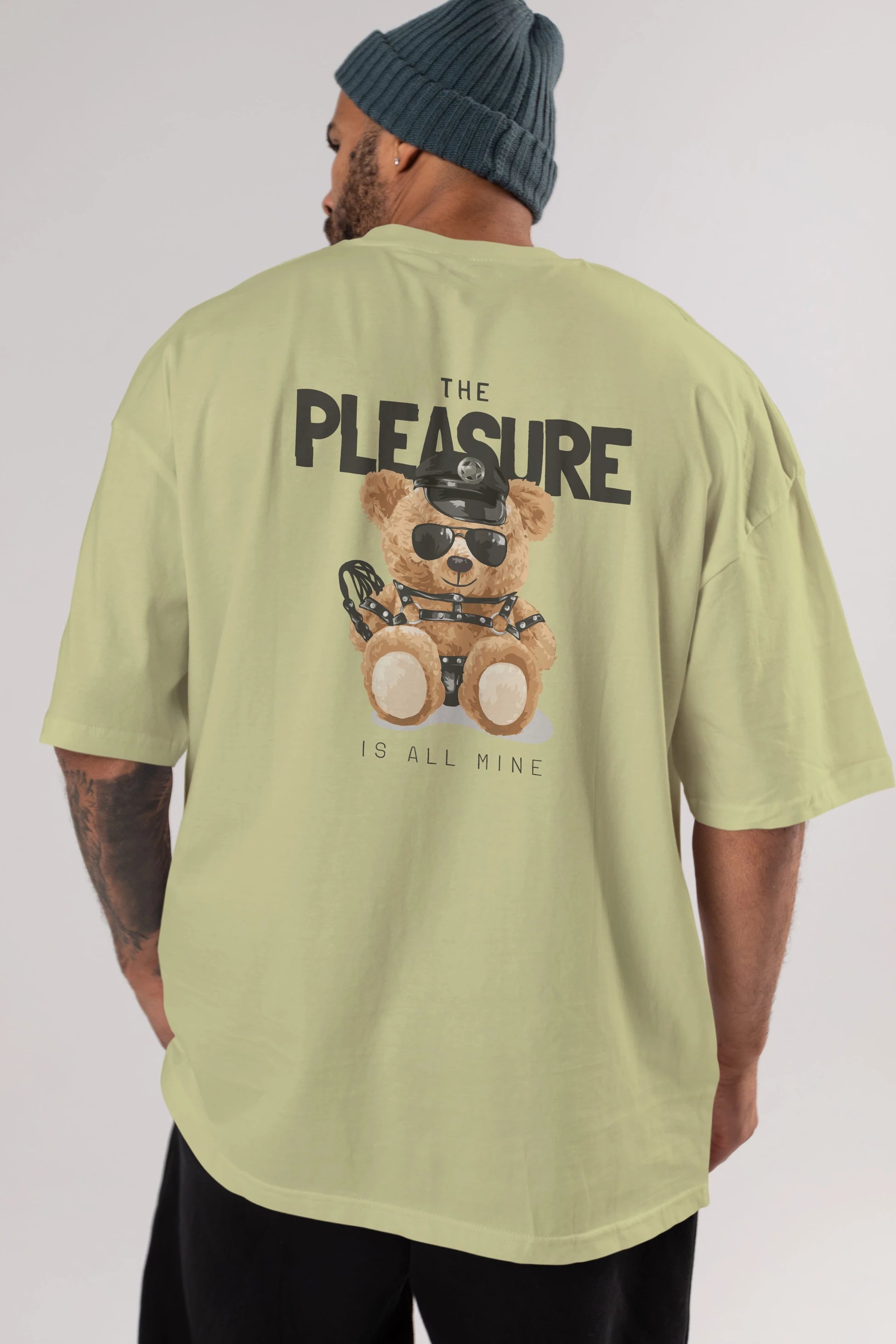 Teddy Bear The Pleasure Arka Baskılı Oversize t-shirt Erkek Kadın Unisex %100 Pamuk