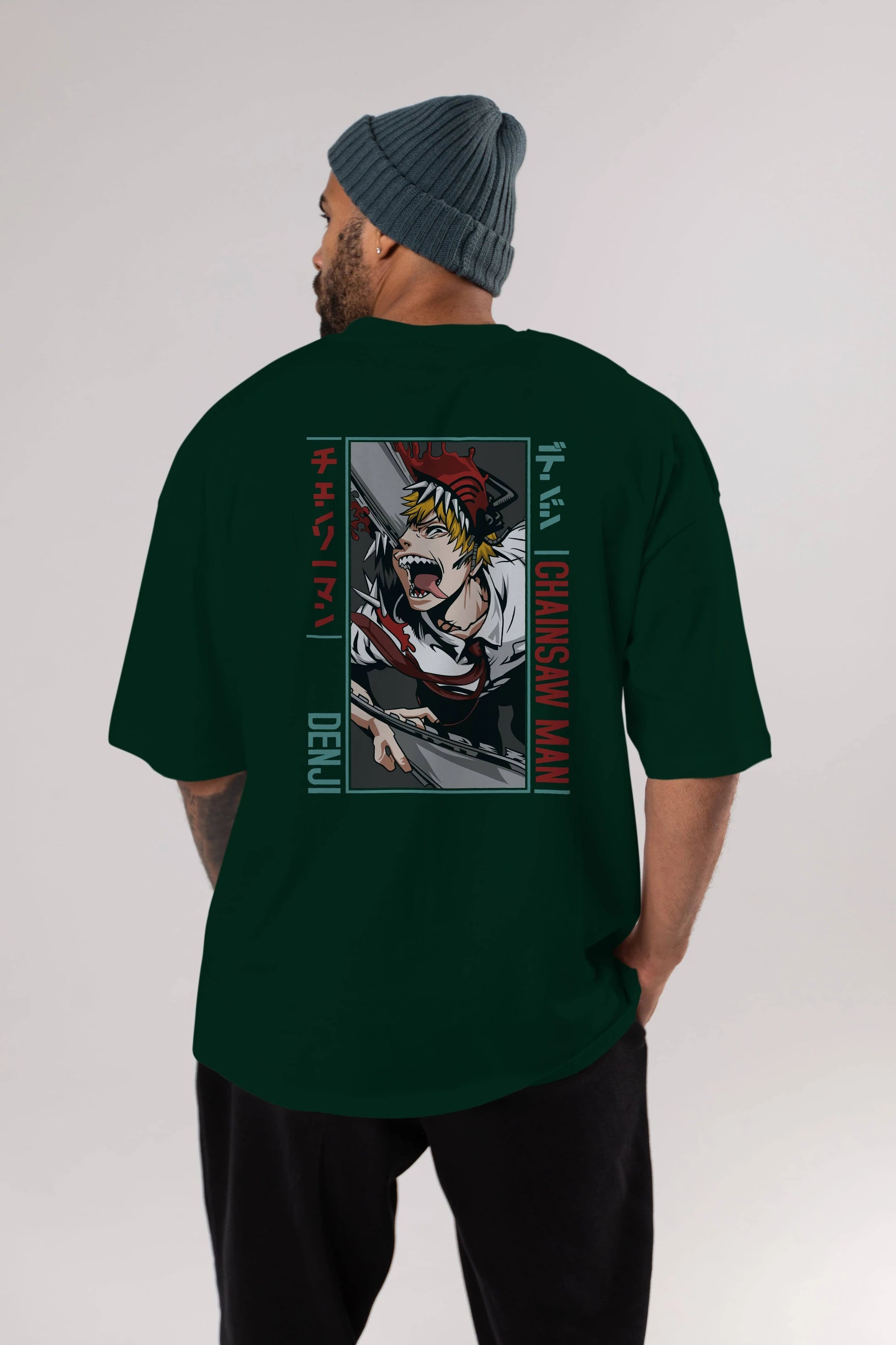 Denji Chainsaw Man Anime Arka Baskılı Oversize t-shirt Erkek Kadın Unisex