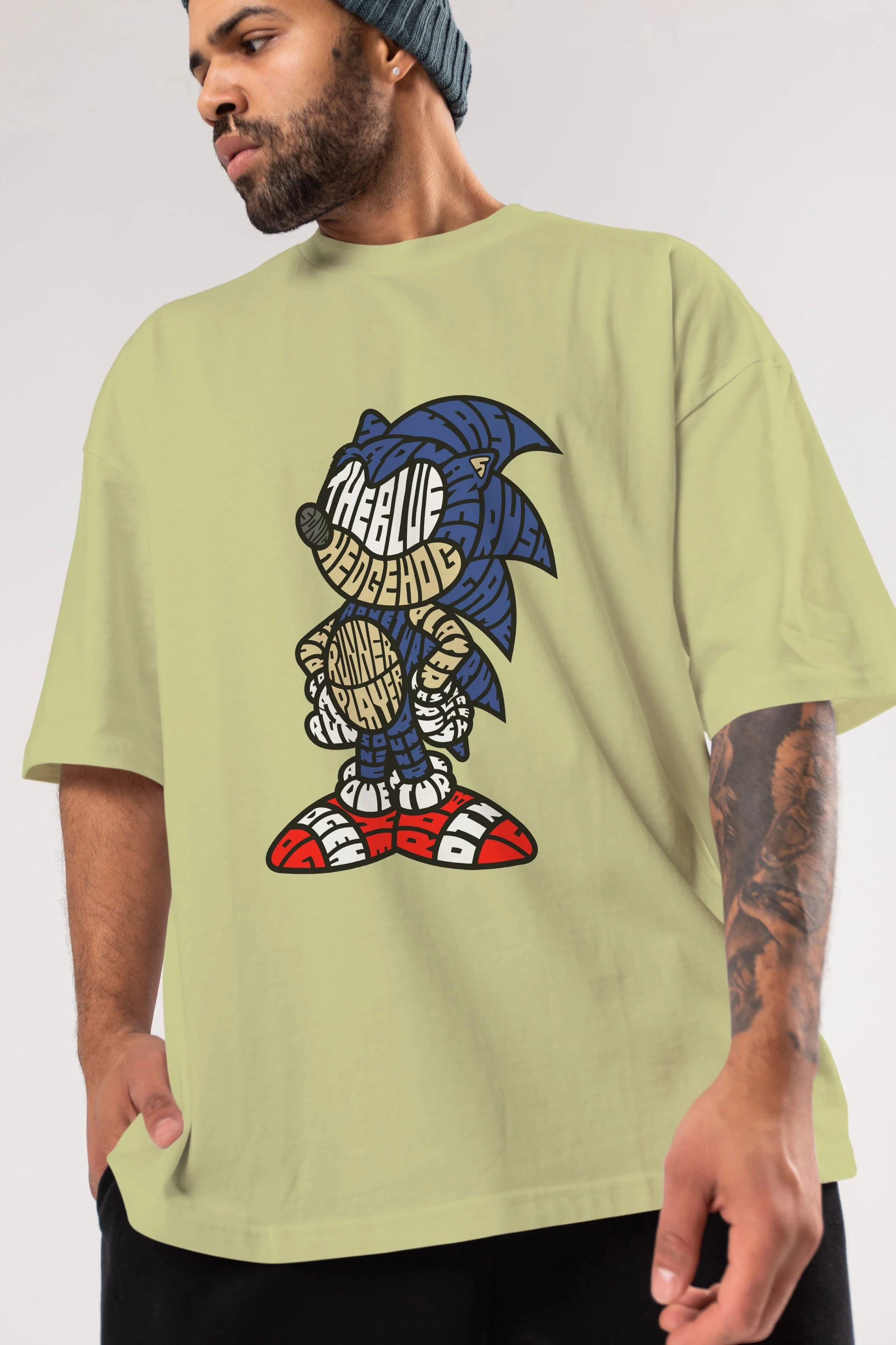 The Blue Hedgehog Ön Baskılı Oversize t-shirt %100 pamuk Erkek Kadın Unisex