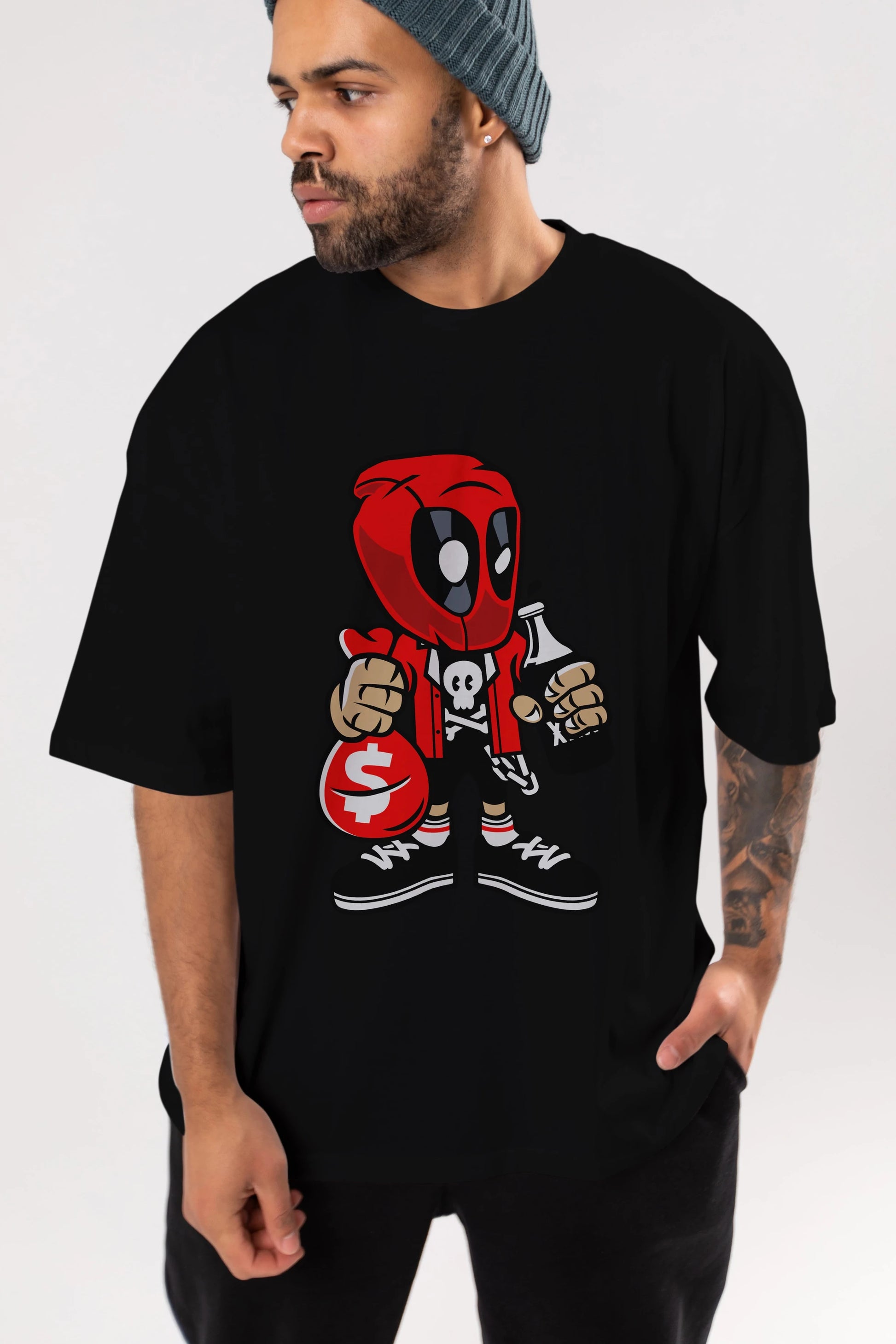 Deadpool (20) Ön Baskılı Oversize t-shirt Erkek Kadın Unisex %100 Pamuk Bisiklet Yaka tişort