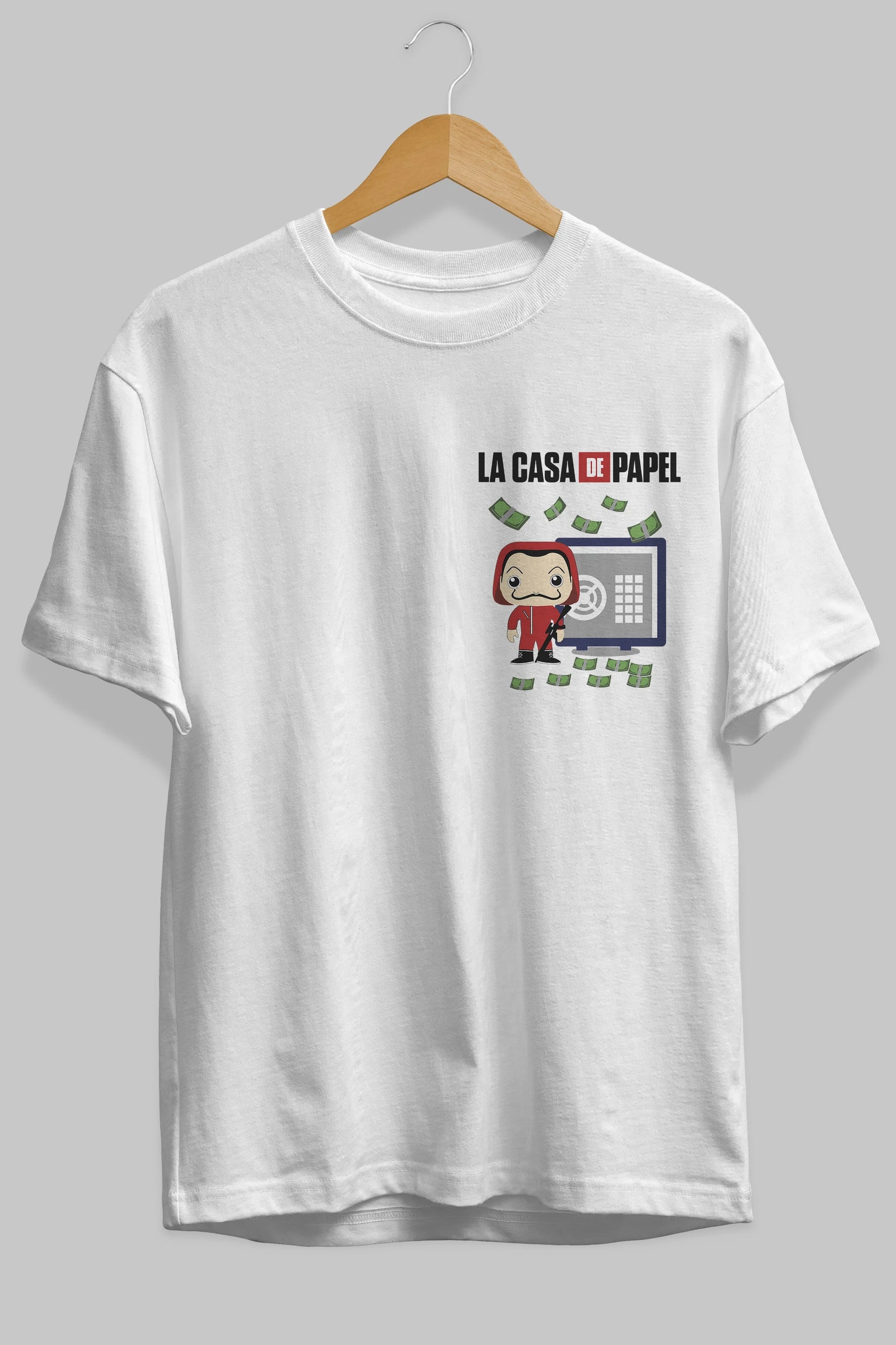 La Casa De Papel (4) Ön Sol Baskılı Oversize t-shirt Erkek Kadın Unisex %100 Pamuk Bisiklet Yaka tişort