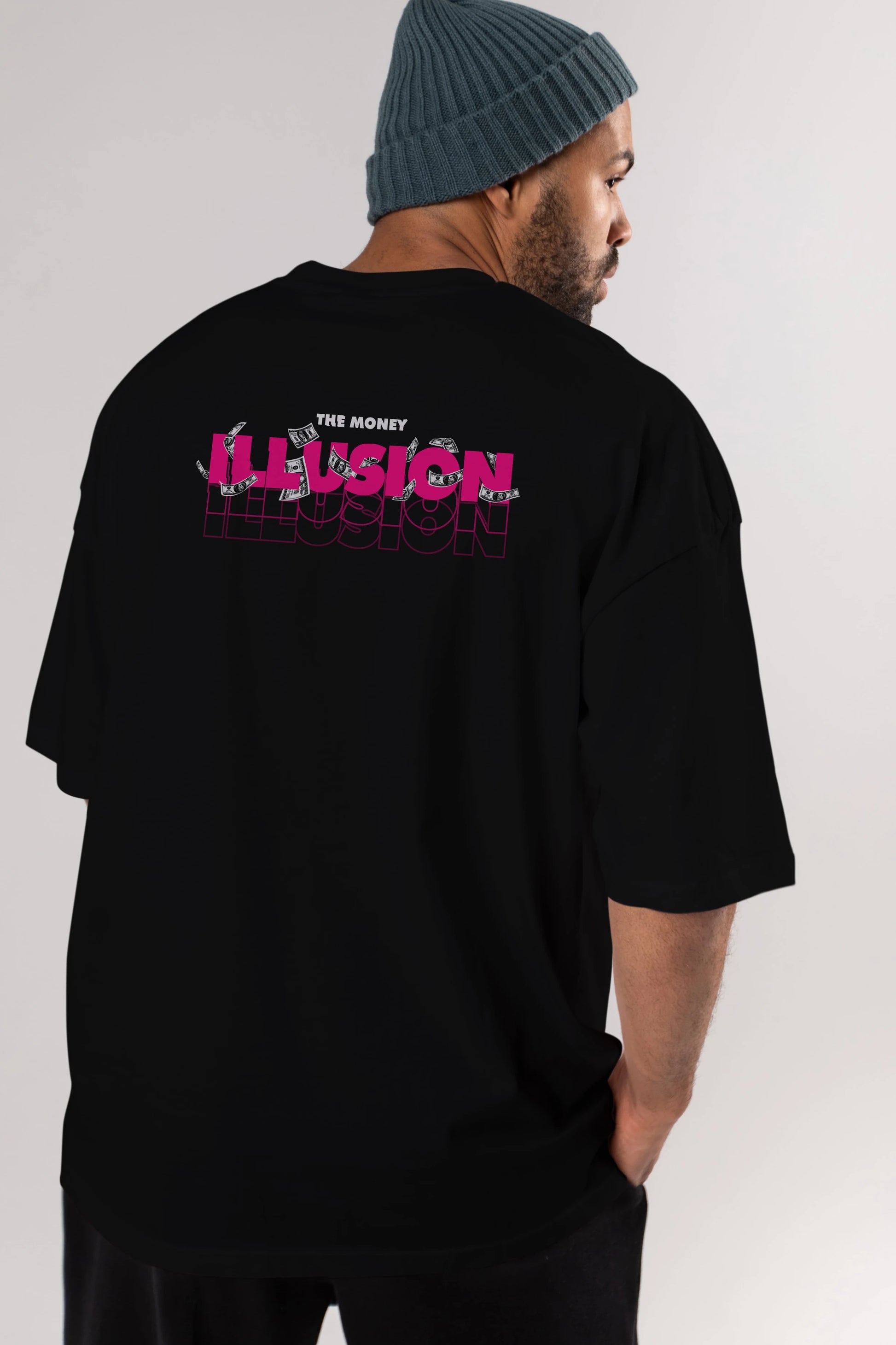 The Money Illusion Arka Baskılı Oversize t-shirt Erkek Kadın Unisex