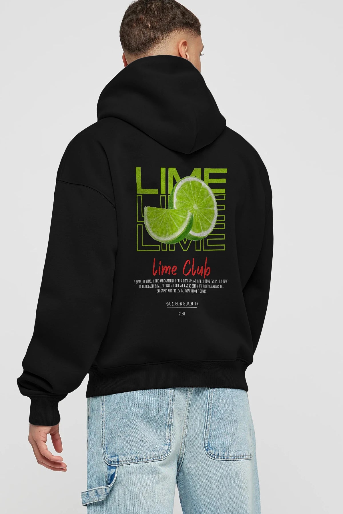 Lime Kokteyl Arka Baskılı Hoodie Oversize Kapüşonlu Sweatshirt Erkek Kadın