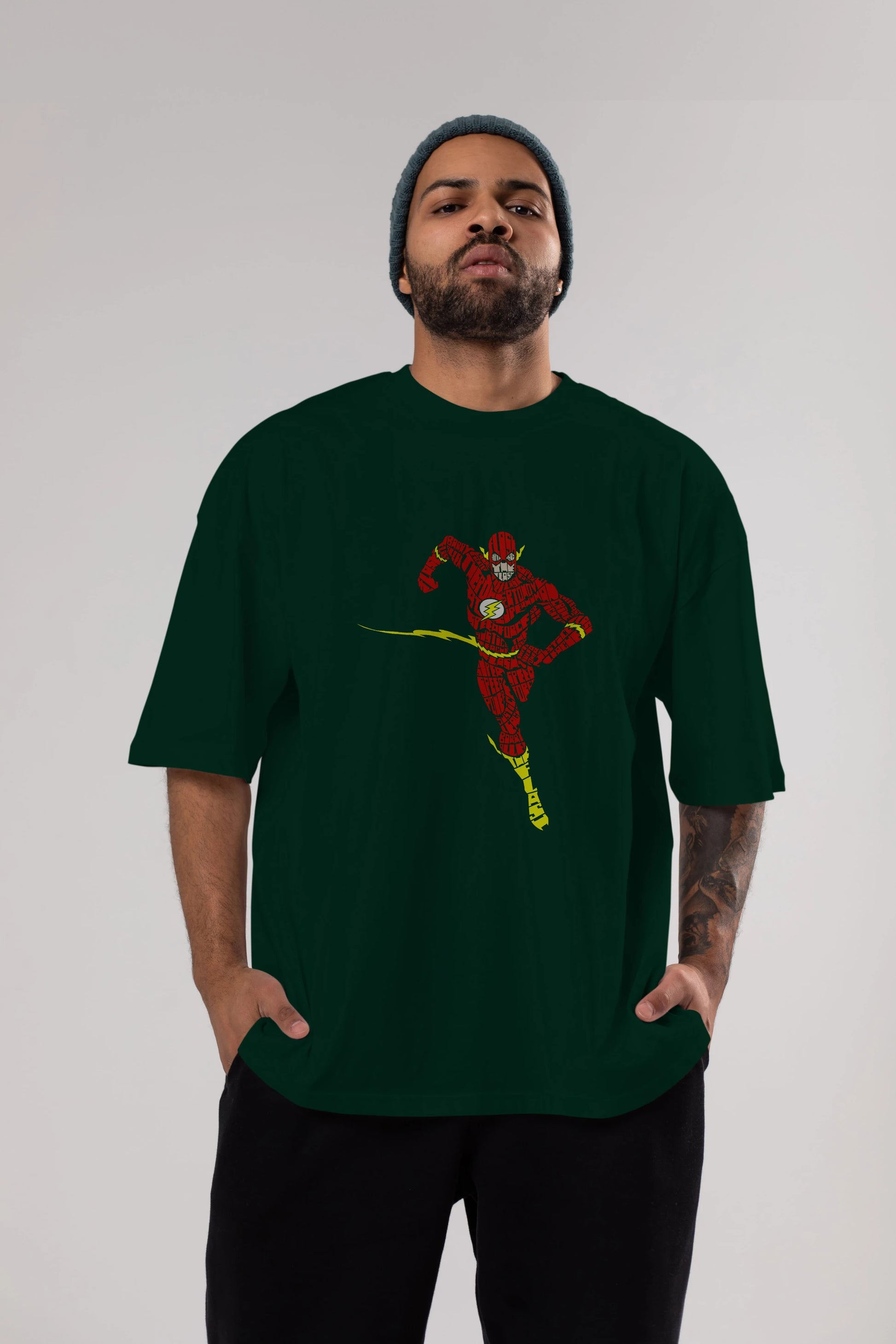 The Flash Ön Baskılı Oversize t-shirt %100 pamuk Erkek Kadın Unisex