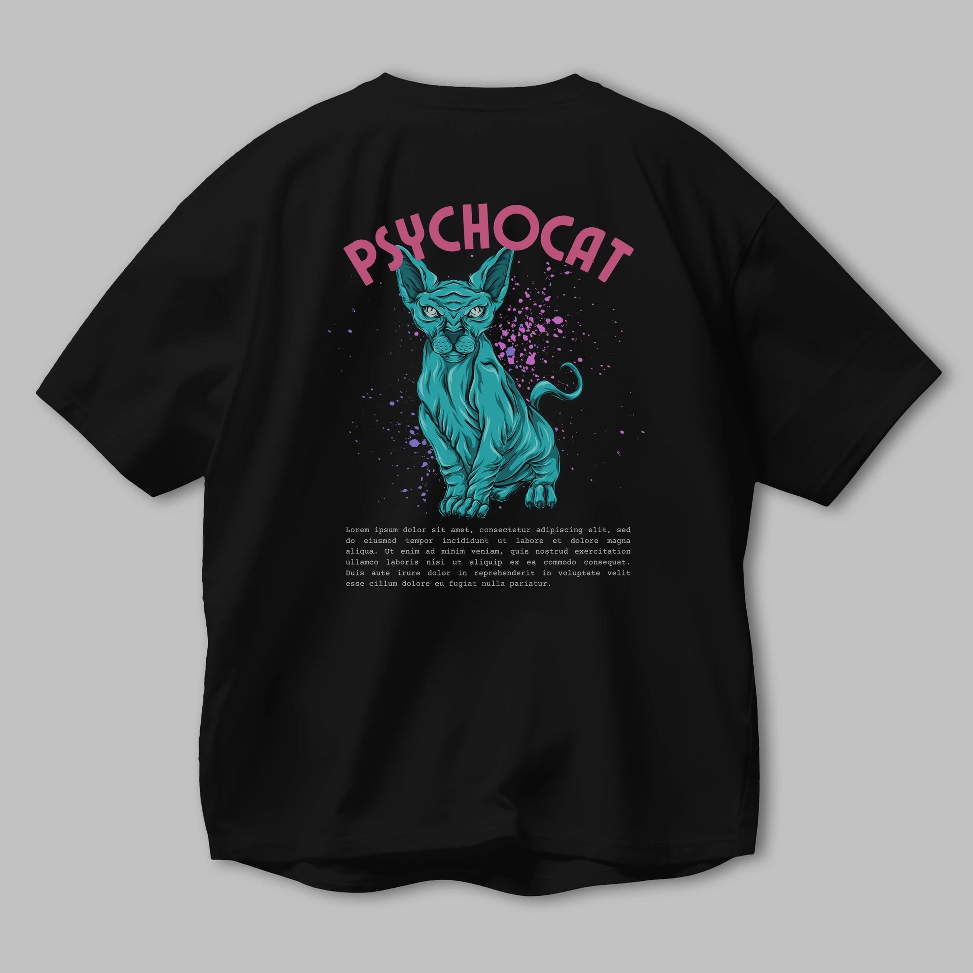 Psychocat Arka Baskılı Oversize t-shirt Erkek Kadın Unisex