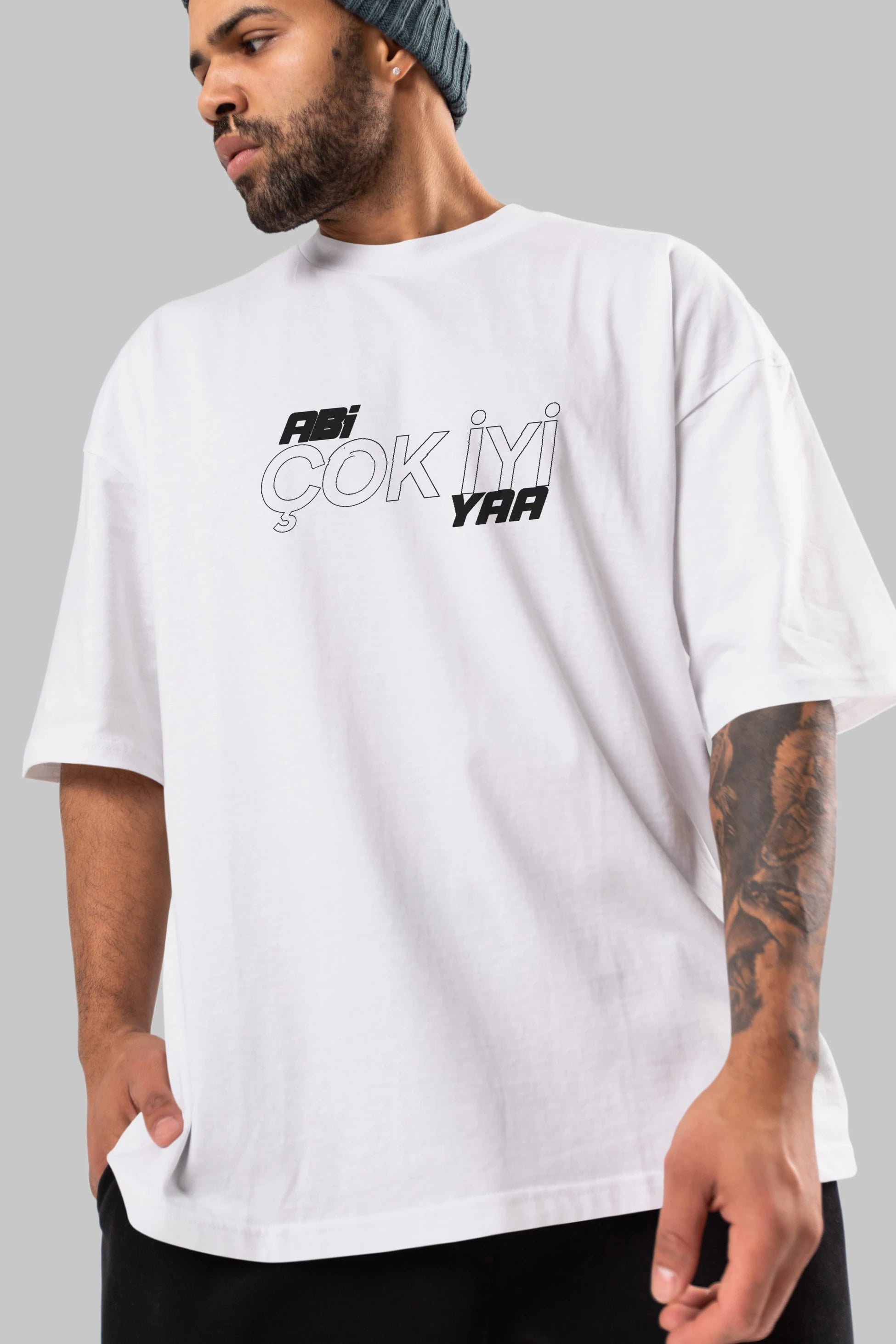 Abi Çok İyi Ya Ön Baskılı Oversize t-shirt %100 pamuk Erkek Kadın Unisex