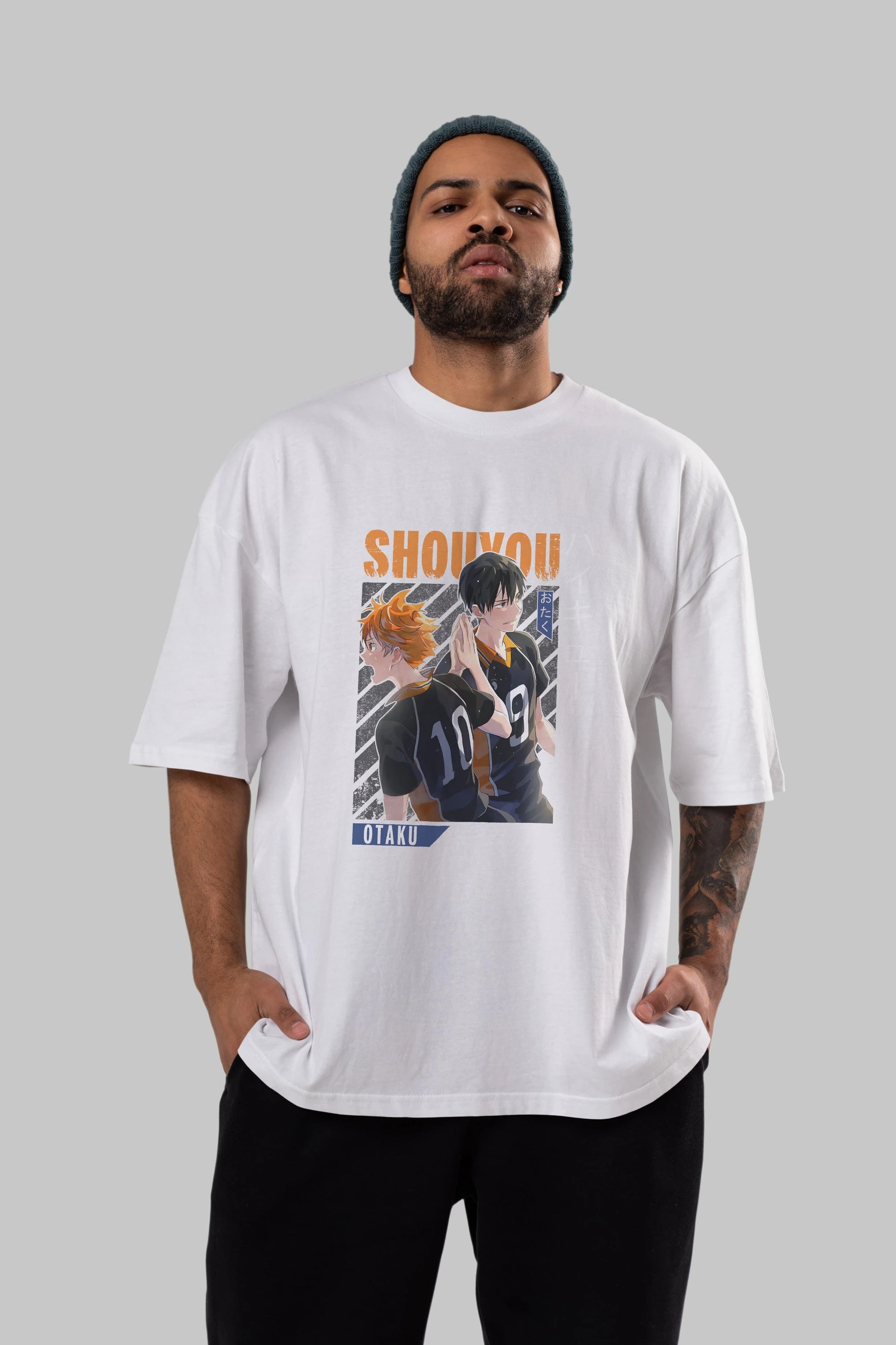 Shouyou Hinata 12 Anime Ön Baskılı Oversize t-shirt %100 pamuk Erkek Kadın Unisex