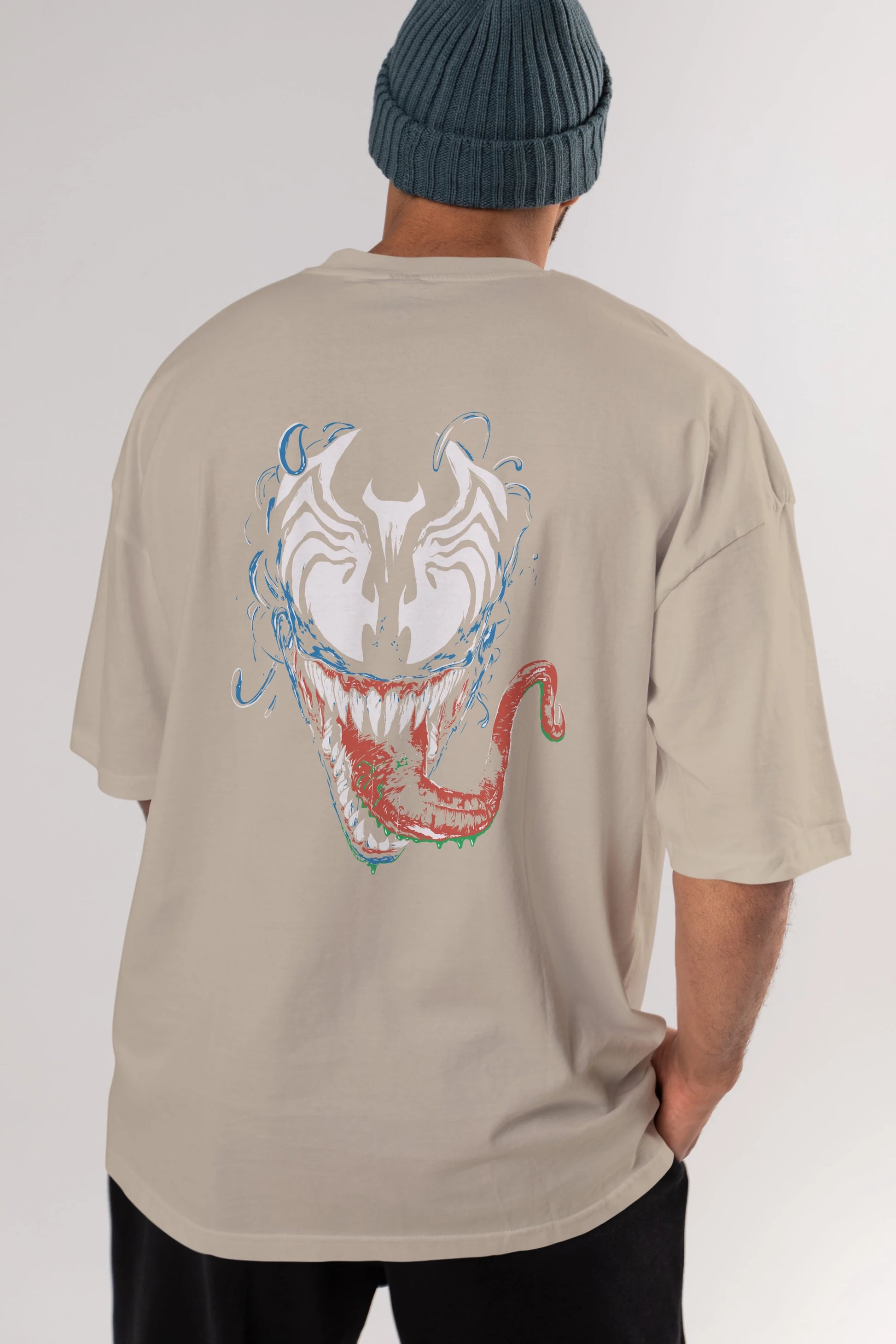 Venom (2) Arka Baskılı Oversize t-shirt Erkek Kadın Unisex %100 Pamuk Bisiklet Yaka tişort