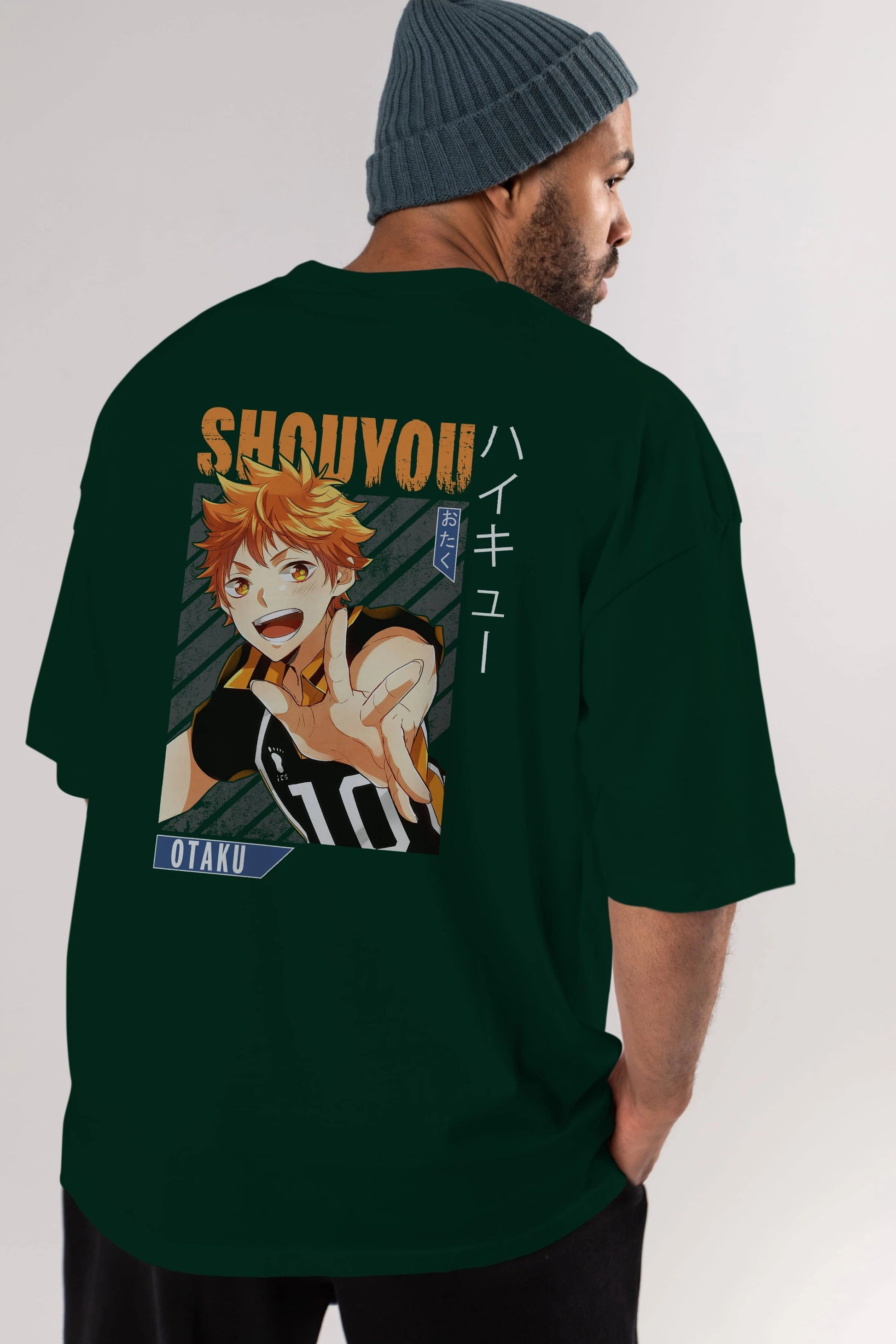 Shouyou Hinata 9 Anime Arka Baskılı Oversize t-shirt Erkek Kadın Unisex