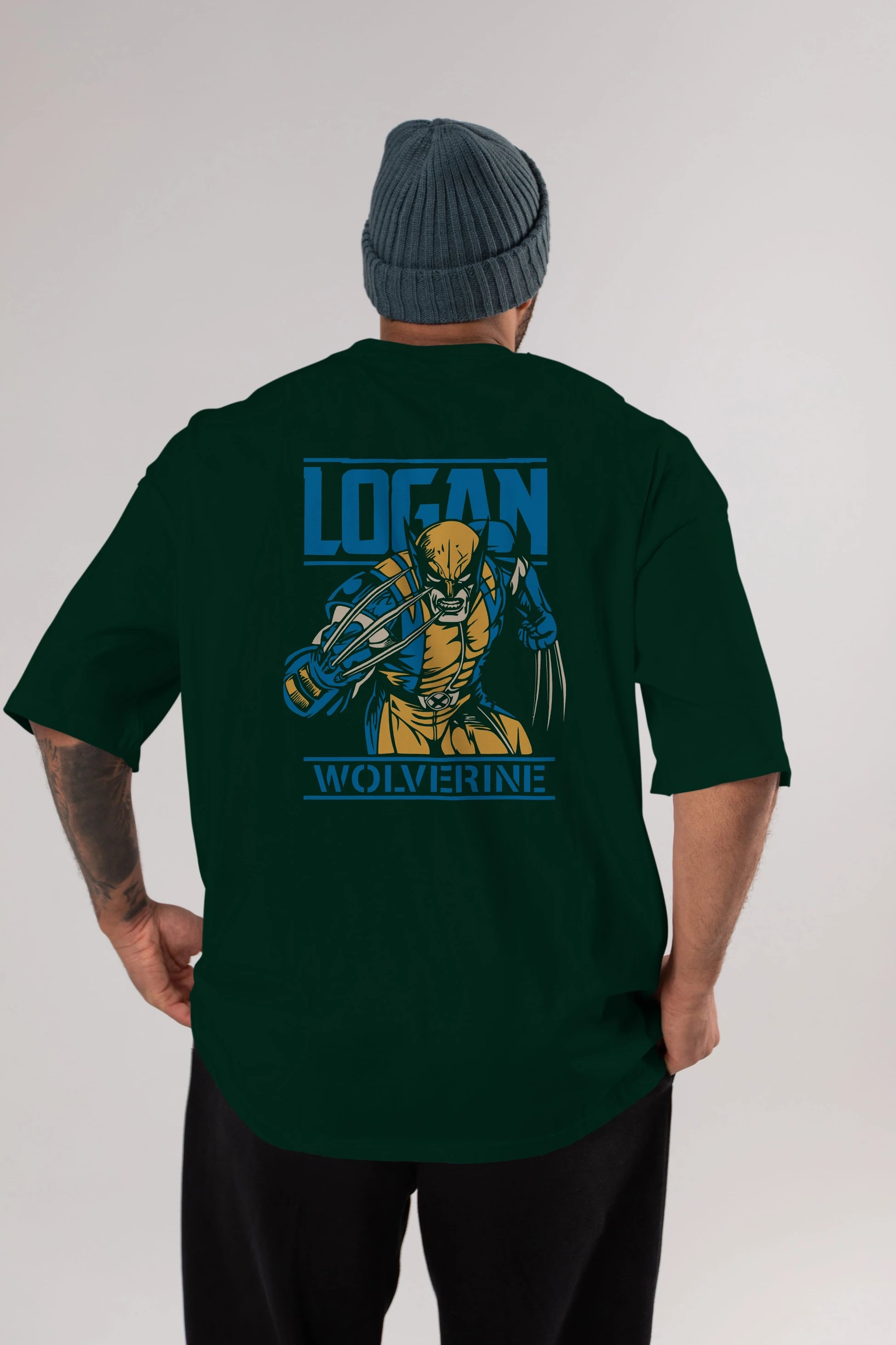 Wolverine Logan Arka Baskılı Oversize t-shirt Erkek Kadın Unisex %100 Pamuk Bisiklet Yaka tişort