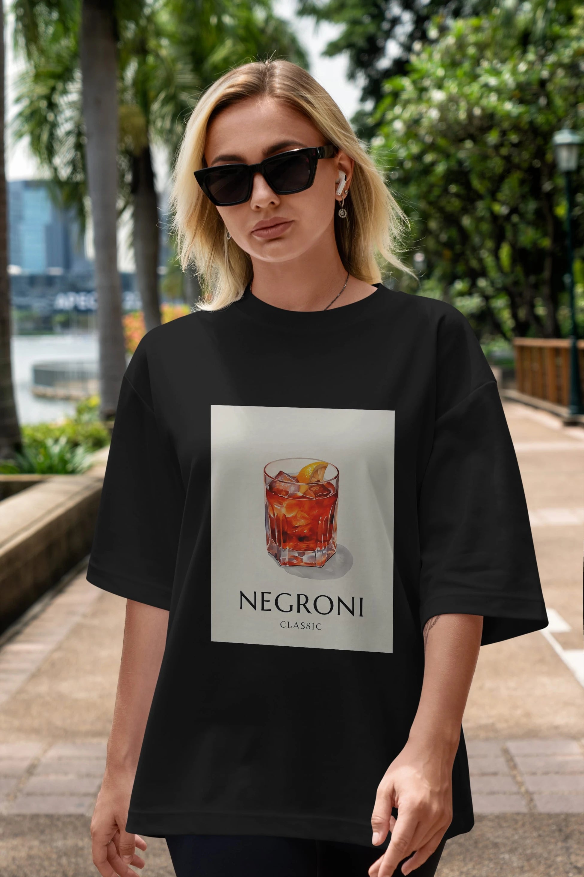 Negroni Classic Ön Baskılı Oversize t-shirt Erkek Kadın Unisex %100 Pamuk Bisiklet Yaka tişort