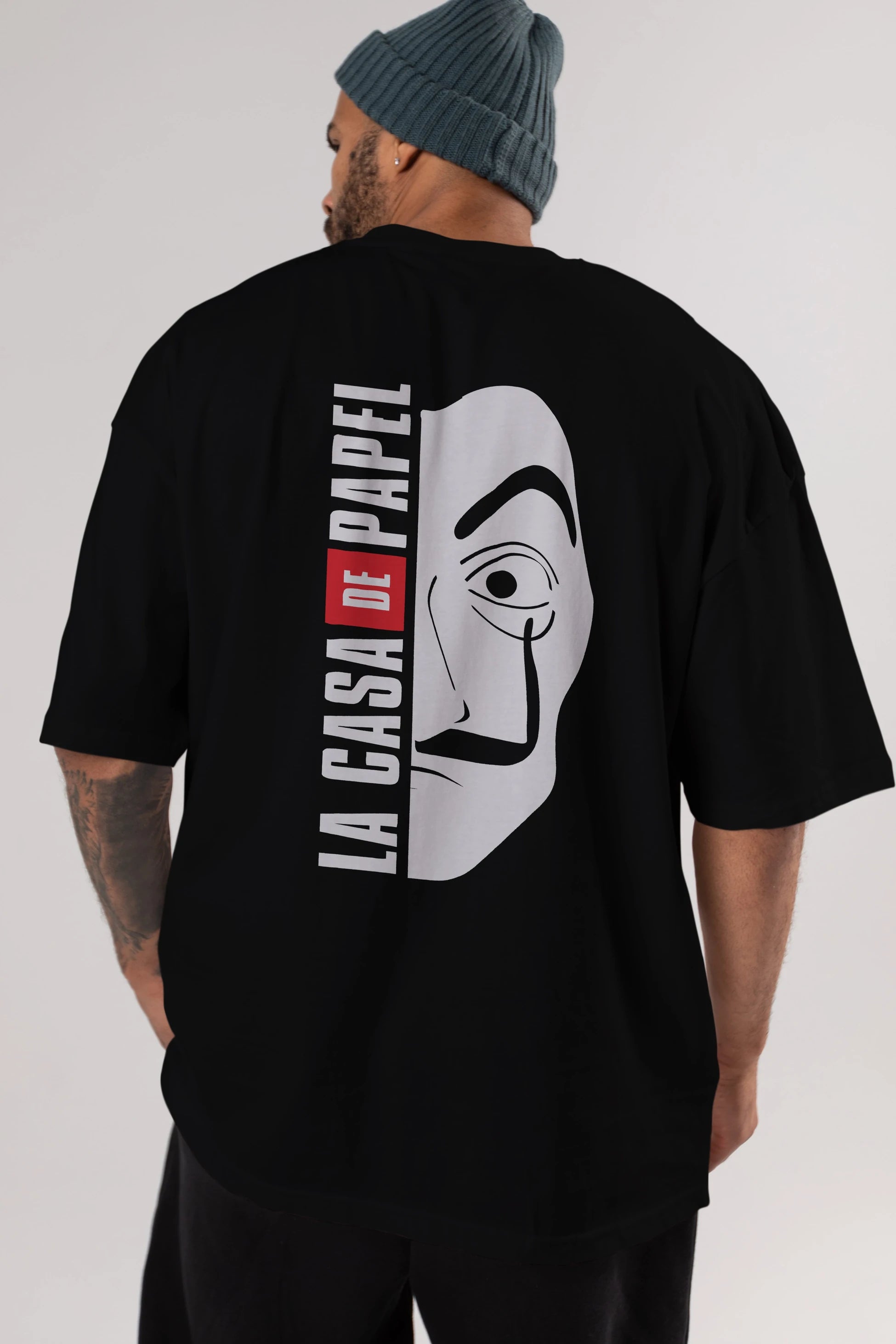 La Casa De Papel (3) Arka Baskılı Oversize t-shirt Erkek Kadın Unisex %100 Pamuk Bisiklet Yaka tişort
