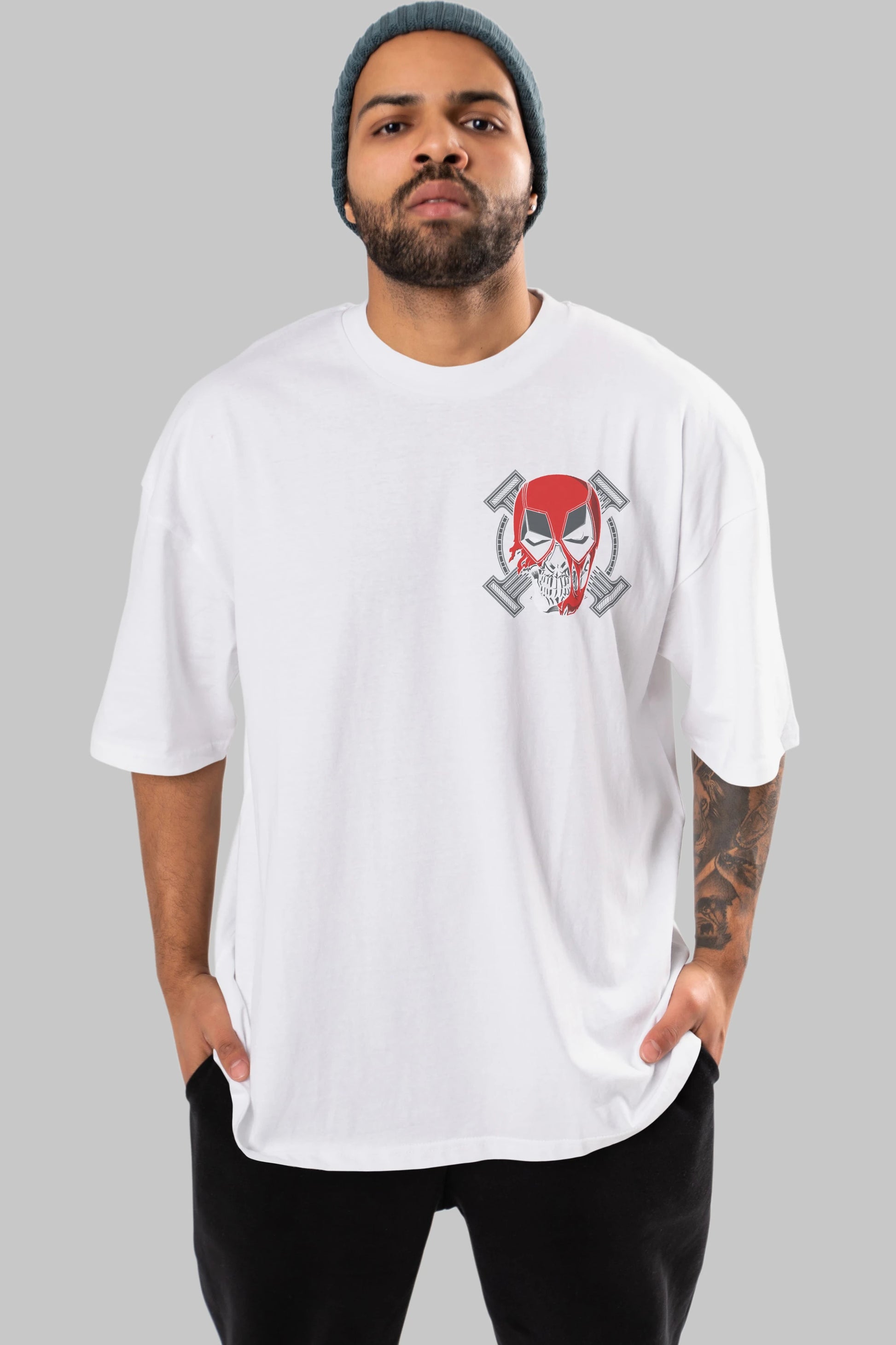 Deadpool (7) Ön Sol Baskılı Oversize t-shirt Erkek Kadın Unisex %100 Pamuk Bisiklet Yaka tişort
